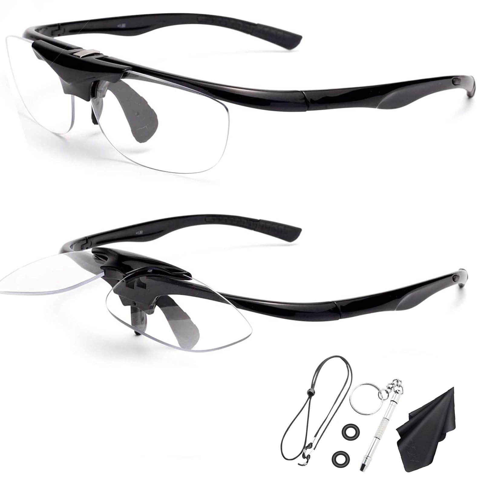 【送料無料】[Soarea] 跳ね上げ老眼鏡 跳ね上げ式 老眼鏡 跳ね上げ メンズレディースフリップアップリーディンググラス 掛け外し不要 フィティング 調整可能 DIY 園芸 釣り 裁縫 料理 読書 (ブラック, 1.0)