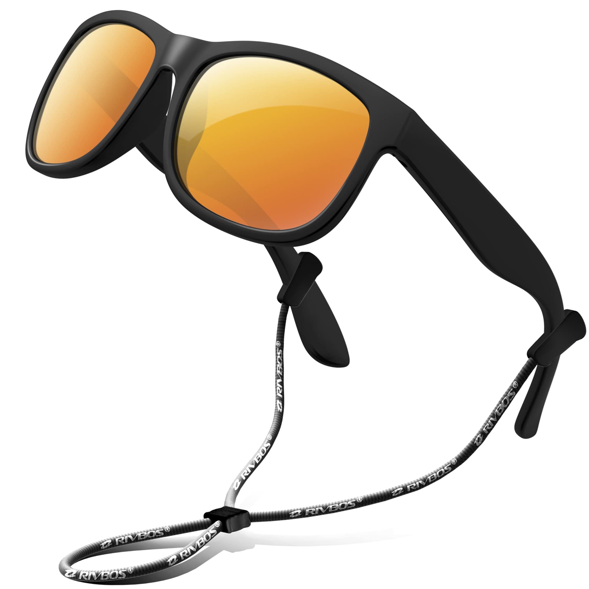 【送料無料】[RIVBOS] リバッズ RBK023 キッズ 子供用サングラス 偏光レンズ ゴムフレーム UVカット ミラーサングラス(ブラック コーティング版)