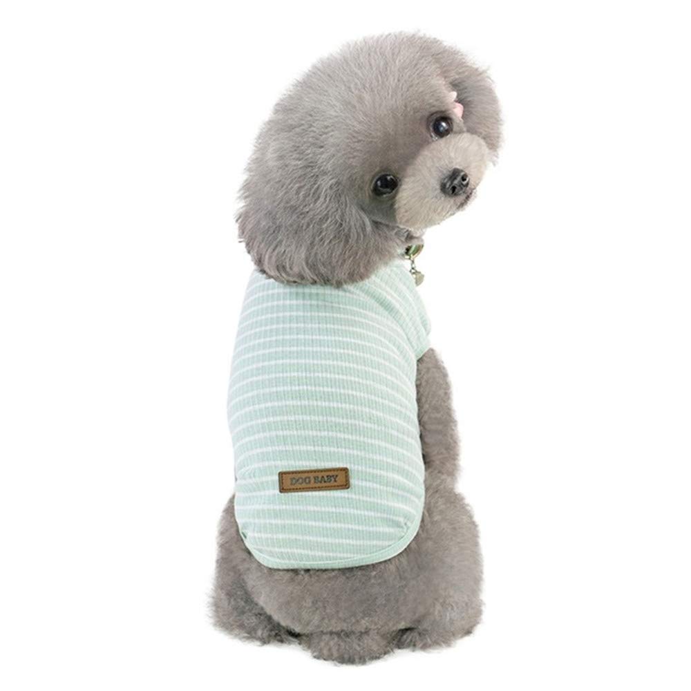 【送料無料】Kingsie 犬服 Tシャツ 夏用 犬の服 可愛い ストライプ ベスト ドッグウェア 中小型犬 猫 ペット服 春夏秋 お出かけ 散歩 (XXL, グリーン)