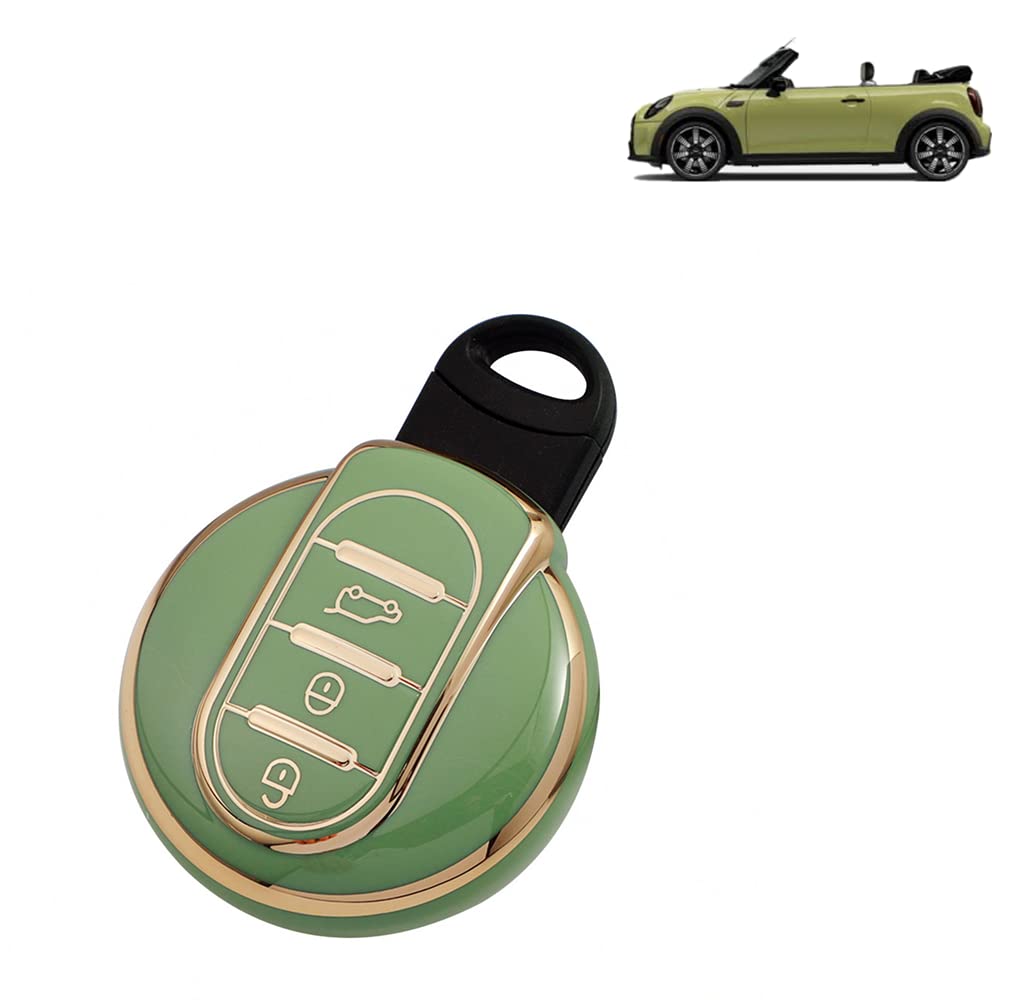 【送料無料】[Nacalikeey] ミニクーパー キー カバー ケースクロスオーバー(ミニクーパー crossover) F60 MINIクラブマン(ミニクーパー Clubman) F54 F55 F56 F58牛革素材スマート キー ケース キーカバー キーホルダー (グリーン)