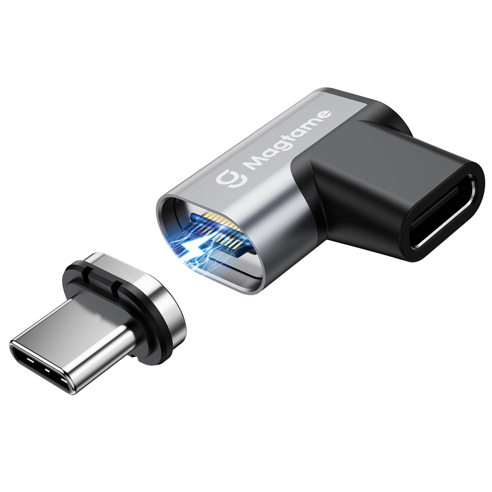 【送料無料】Magtame Type-C変換アダプタ マグネット式自動吸着 充電指示灯付き USB-C変換アダプタ 側L字型 240W/5A急速充電 4K映像出力 USB3.2/20Gbps高速転送 MacBook Pro/Air/Pad Pro/などTypeC端末に対応
