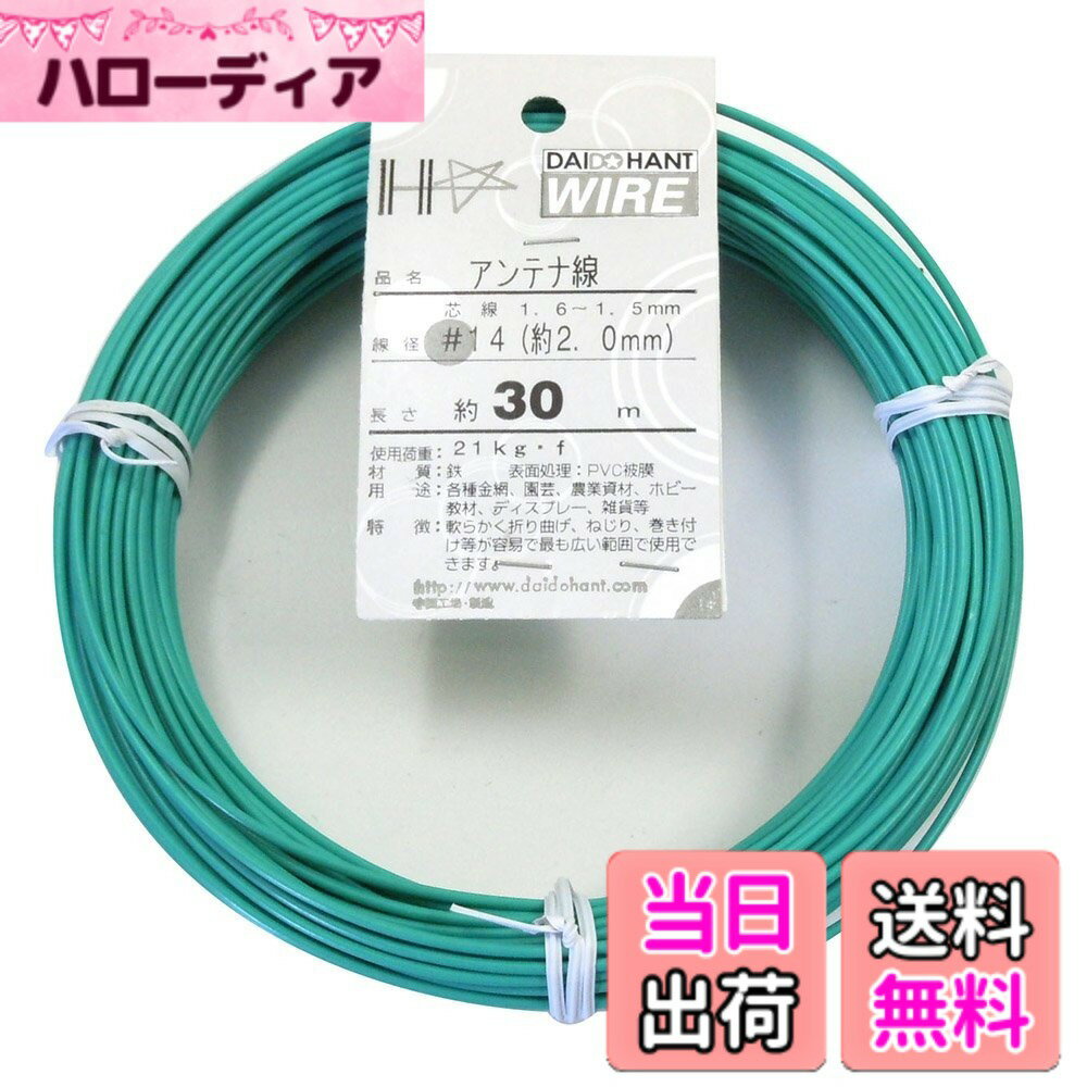 【送料無料】ダイドーハント (DAIDOHANT) 針金 [ビニール被覆] カラーワイヤー ライトグリーン( 薄緑 ) [太さ] #14 (2.0 mm x [長さ] 30m 10155296