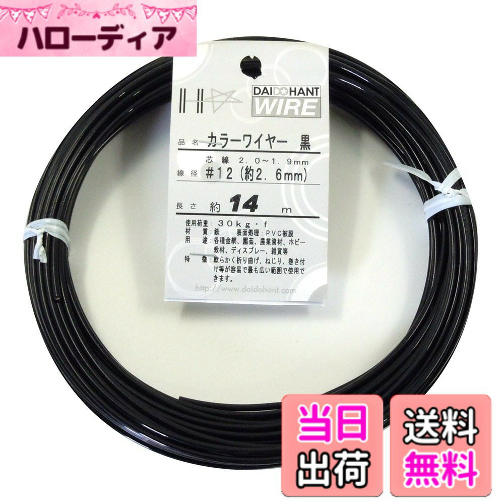【送料無料】ダイドーハント (DAIDOHANT) 針金 [ビニール被覆] カラーワイヤー ブラック ( 黒 ) [太さ] #12 (2.6 mm x [長さ] 14m 10155850