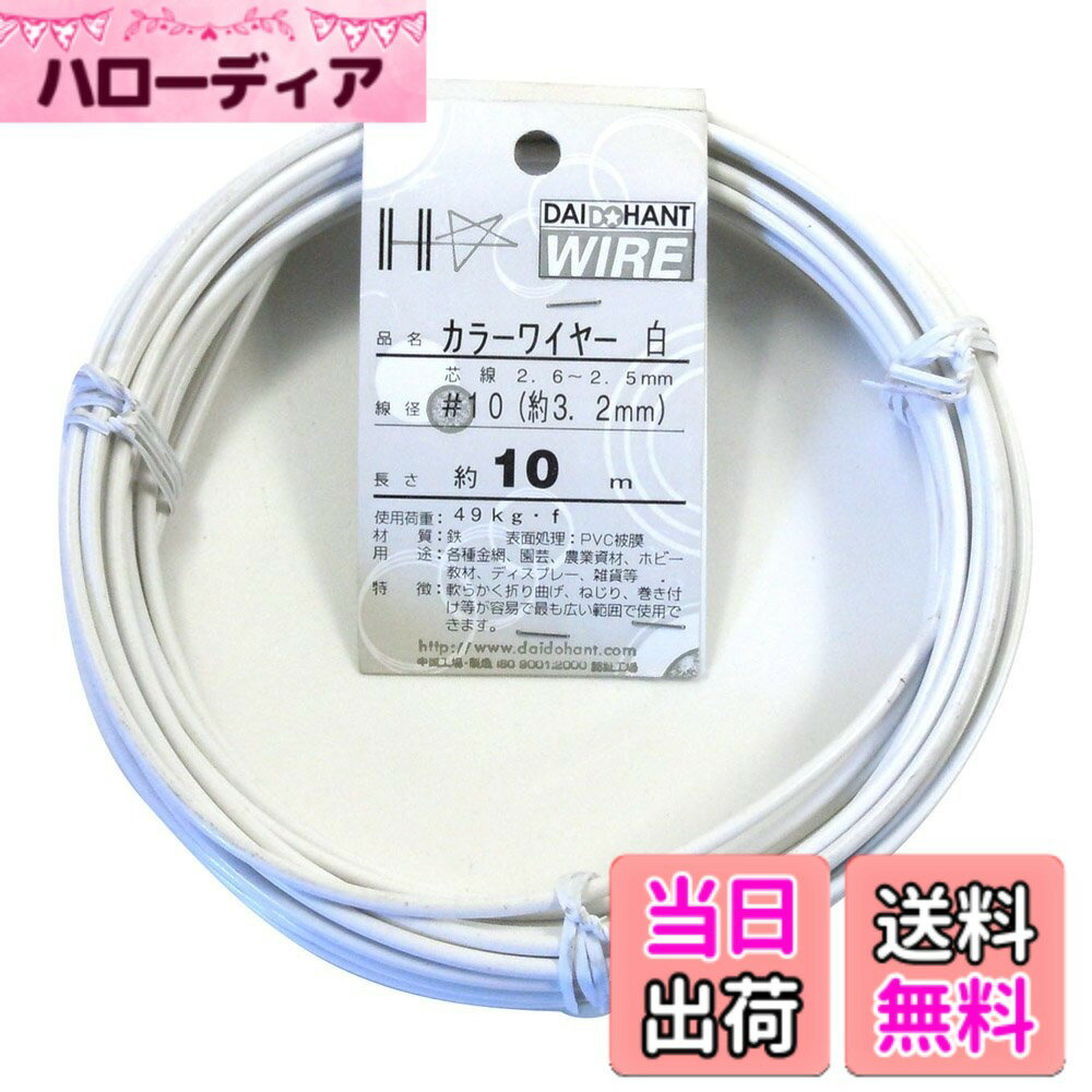 【送料無料】ダイドーハント (DAIDOHANT) 針金 [ビニール被覆] カラーワイヤー ホワイト ( 白 ) [太さ] #10 (3.2 mm x [長さ] 10m 10155262