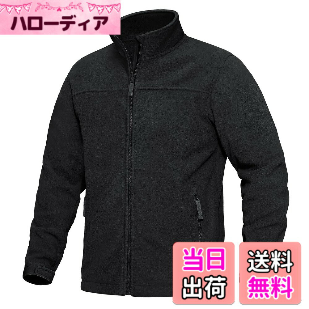 【送料無料】[KEFITEVD] ウインドブレーカー メンズ フリース 登山 ウェア バイク ジャケット スタンドカラー 防寒防風 キャンプ アウター 冬 ジャンパー 大きいサイズ 黒 ブラック L