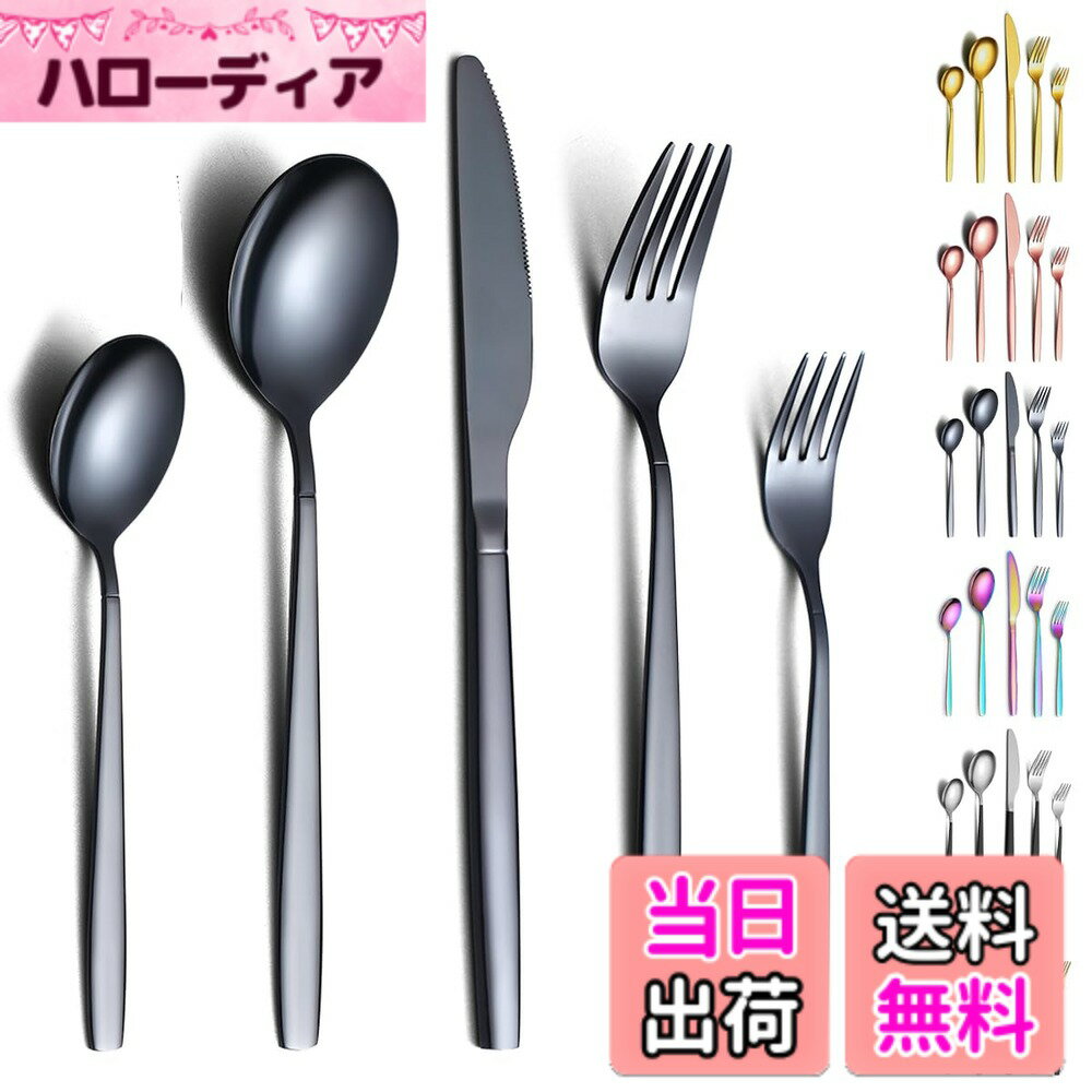 【送料無料】Evanda ディナーカトラリーセット ブラック 5種20点セット ナイフ フォーク スプーン ティ..