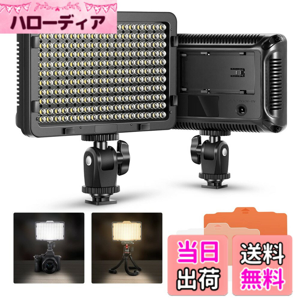 【送料無料】Neewer ビデオライト 撮影ライト カメラ用ビデオライト 176個LED球 調光可能 超高輝度 5600K 1/4"スレッド デジタル一眼レフカメラに対応（バッテリーなし）