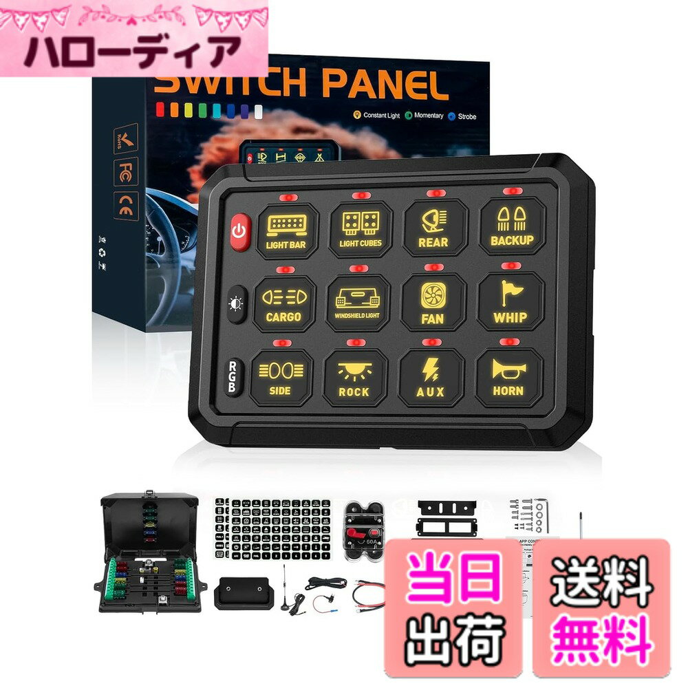 【送料無料】CHELHEAD スイッチパネル 12ギャング RGBバックライト 調光可能 ストロボタッチ 防水制御..