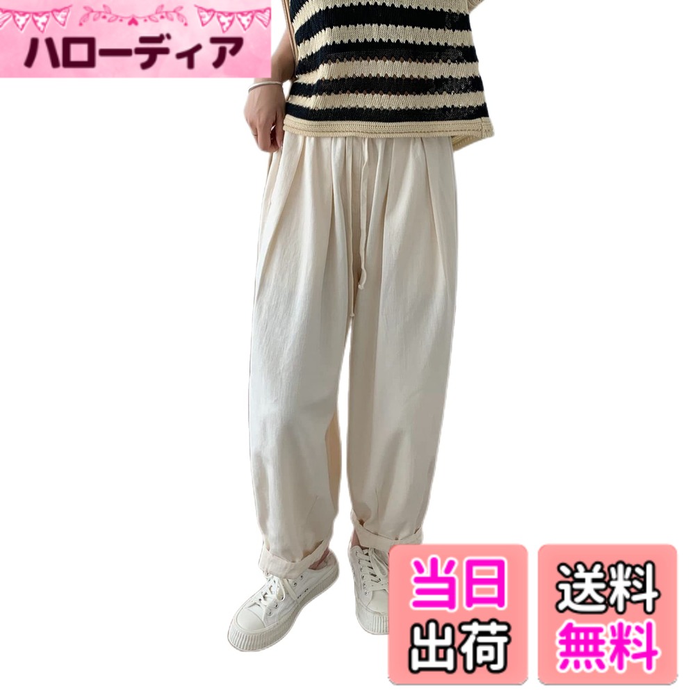 【送料無料】[xppe] ワイドパンツ スラックスパンツ レーディス リネン ストレート ガウチョパンツ ロ..