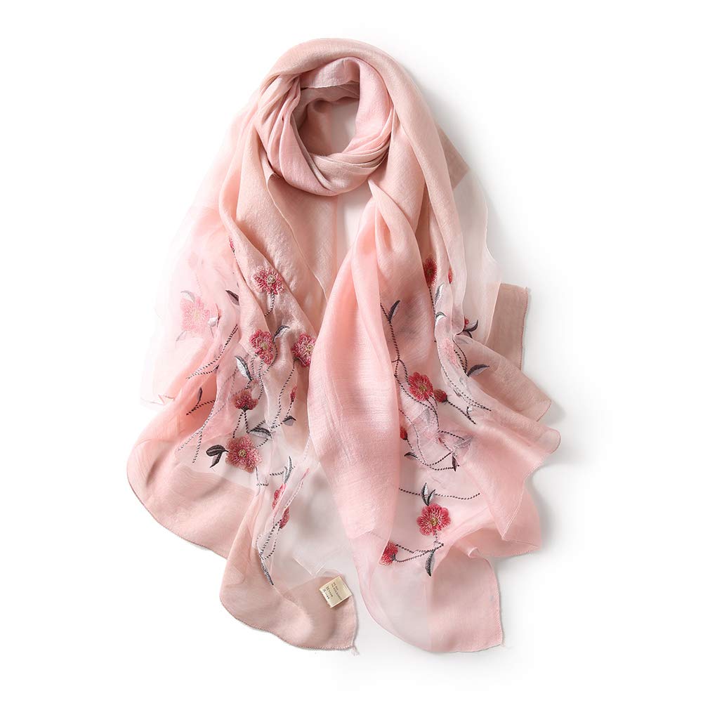 【送料無料】[ANMIDA] アンミダ 超薄手 大判ストール スカーフ マフラー ストール 花 ショール 刺繍 大判ストール シルク レディース 春夏 上品 おしゃれ 海 旅行 日焼け防止 UV対策