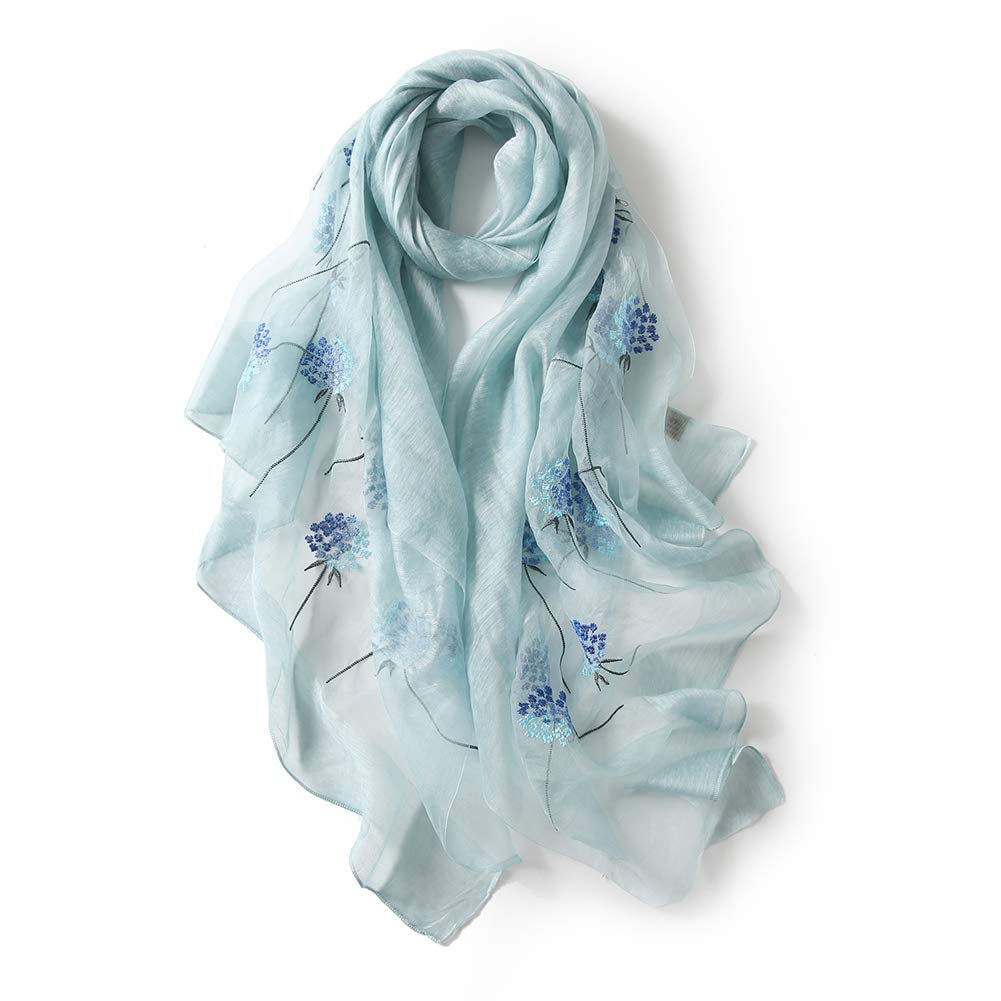 【送料無料】[ANMIDA] アンミダ シルク ストール 紫外線防止 スカーフ シルク 大判 ストール 刺繍 レディース 春夏 上品