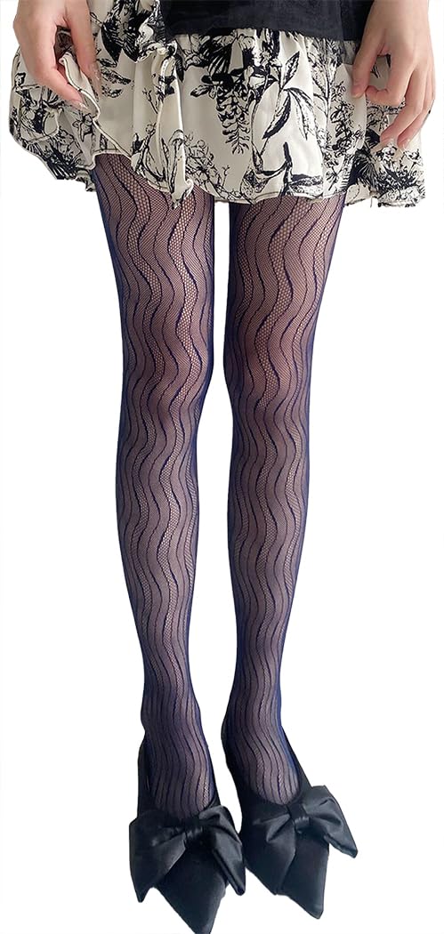 【送料無料】[Ekieta] 2025 新しい 人気! タイツ レースレディース カラー網タイツ【セクシー * ロマンチックな水の波紋】ストッキング ロリター 可愛い薄手バー ズリ落ちにくい