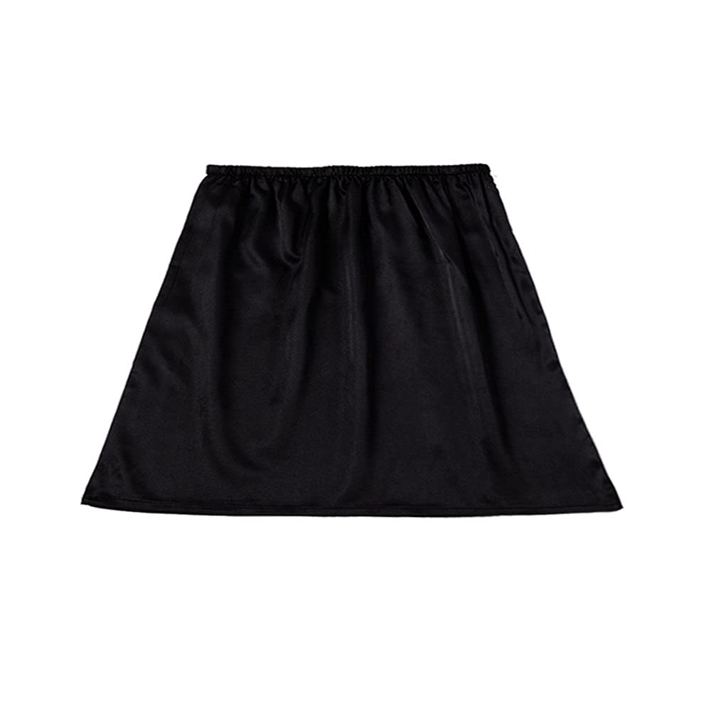 【送料無料】[UMIYI] ペチコート 透けない インナー ペチスカート ドレスインナー ショート丈 ロング丈 シンプル スリップ 薄手 ウエストゴム シームレス ひびかない 1枚で透け防止 選べる3丈 フォーマル ブライダルインナー レディース 下着 吸汗速乾 丈35cmブラック