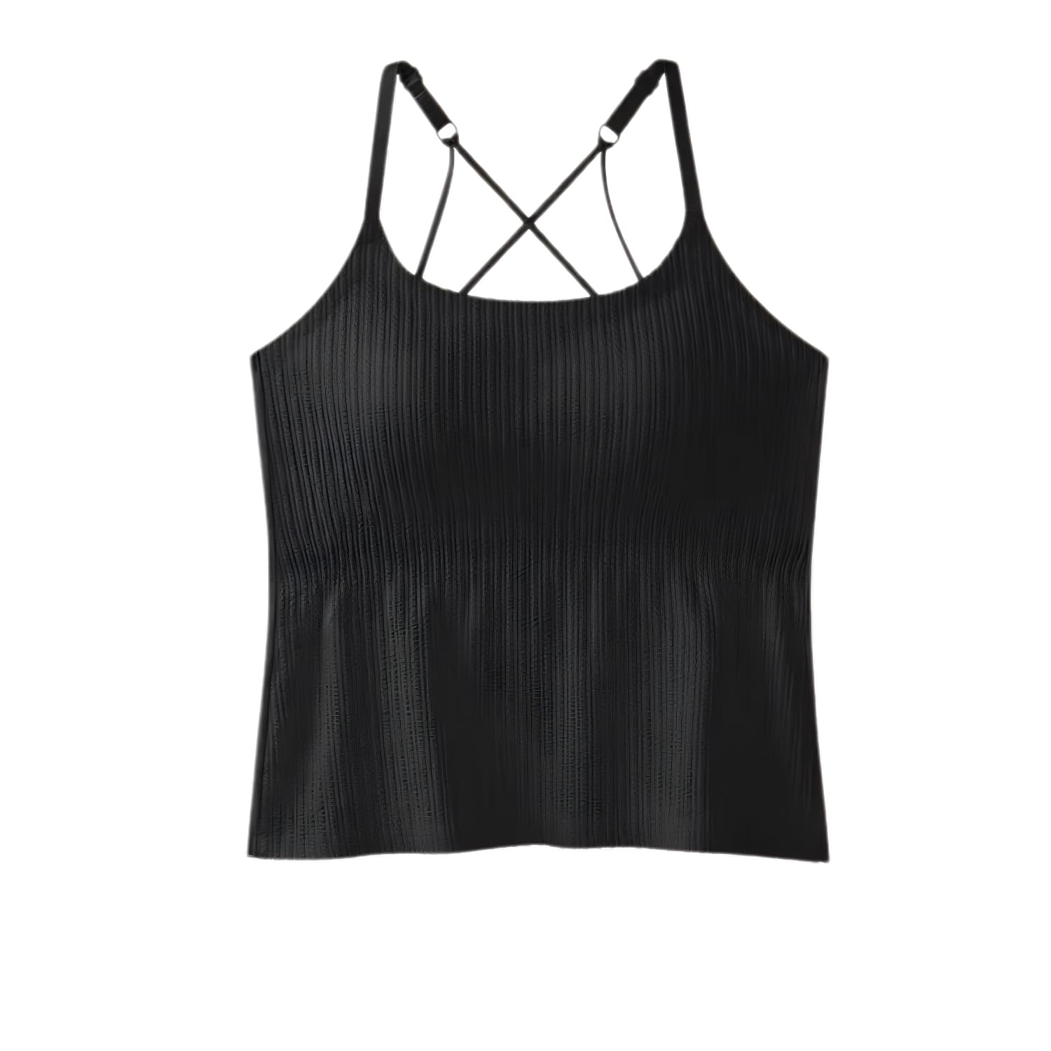 【送料無料】[UMIYI] カップ付き キャミソール ブラトップ オープンバック 背中見せ クロス インナー レディース 楽ちん キレイ 美胸 ストレッチ ヨガ ジム ルームウェア ブラキャミ ノンワイヤー ブラック