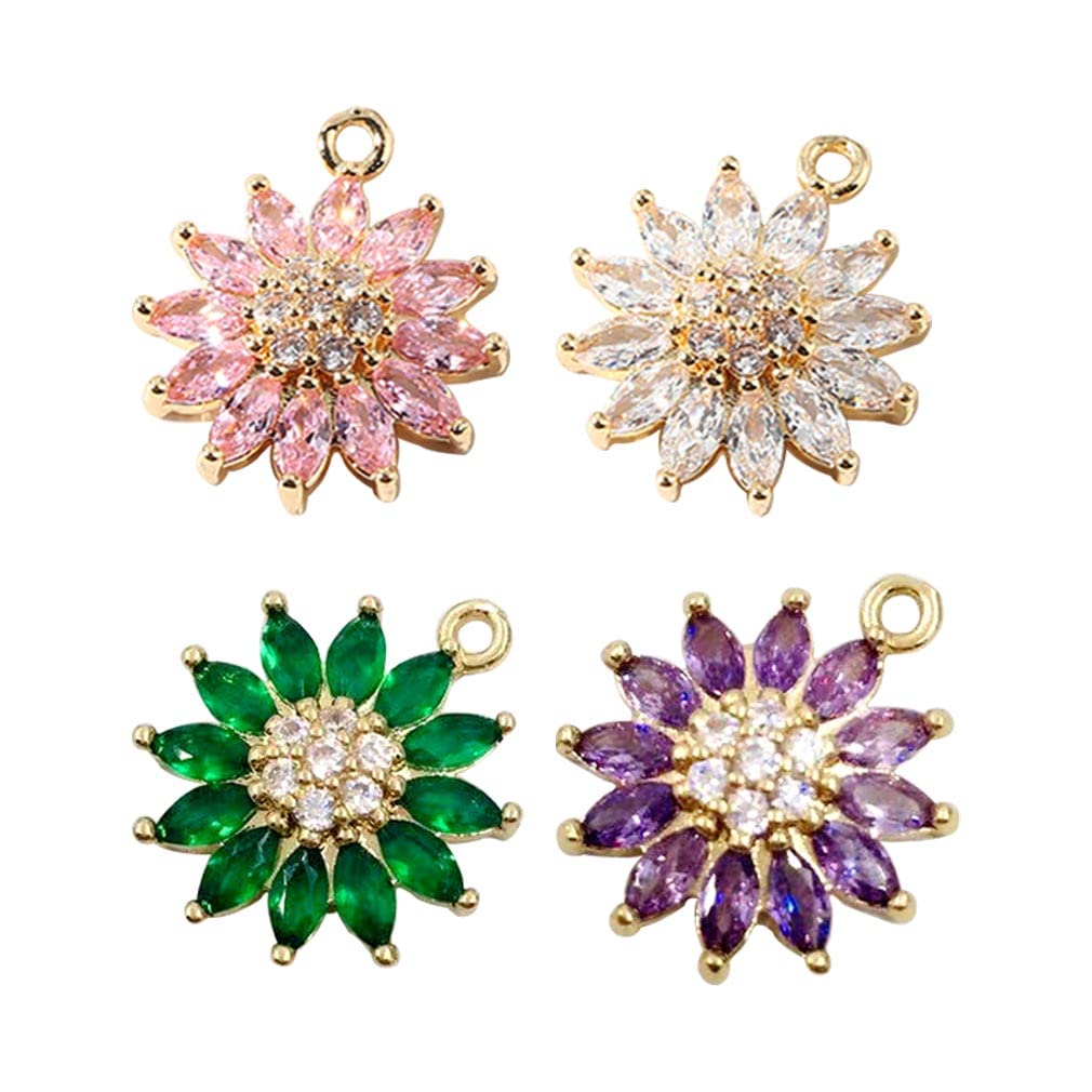 【送料無料】[iSuperb] チャーム キューブ クリスタル ガラス ビーズ アクセサリーパーツ 数量は ペンダントトップ ジュエリー DIY製作キット ブレスレット ネックレス用 手作り素材 ハンドメイド 贈り物 カラーランダム (雛菊型 4色)