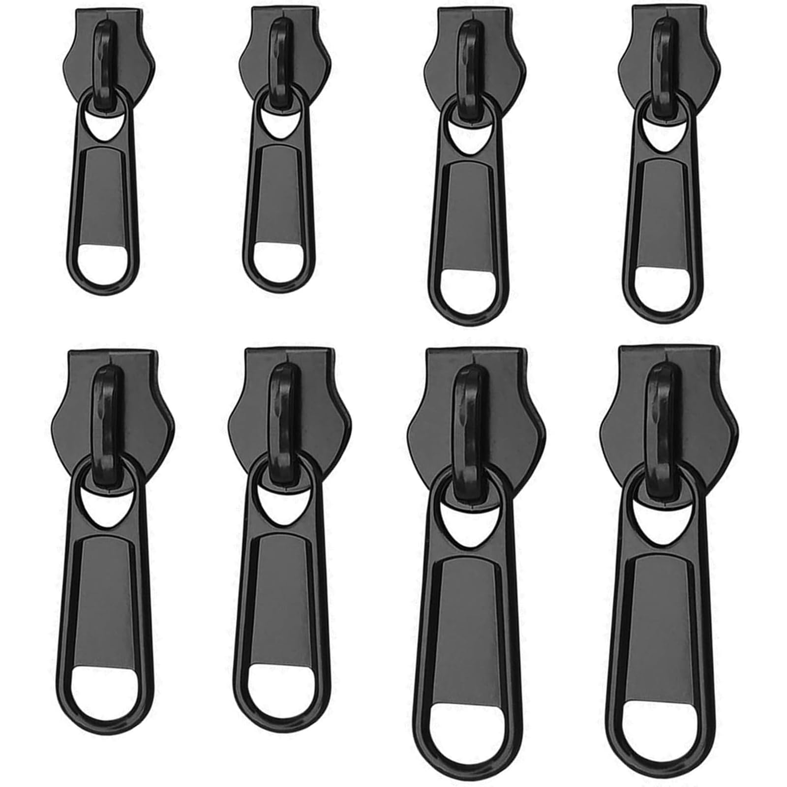 【送料無料】DEVENTORZ ファスナー 引き手 ファスナー 修理 スライダーファスナー 引き手 交換用 ファスナー修理用 リュック 財布 衣類 ブーツなど DIY 手芸 手作り 裁縫 取り付け簡単 8個セット 4サイズ (ブラック)