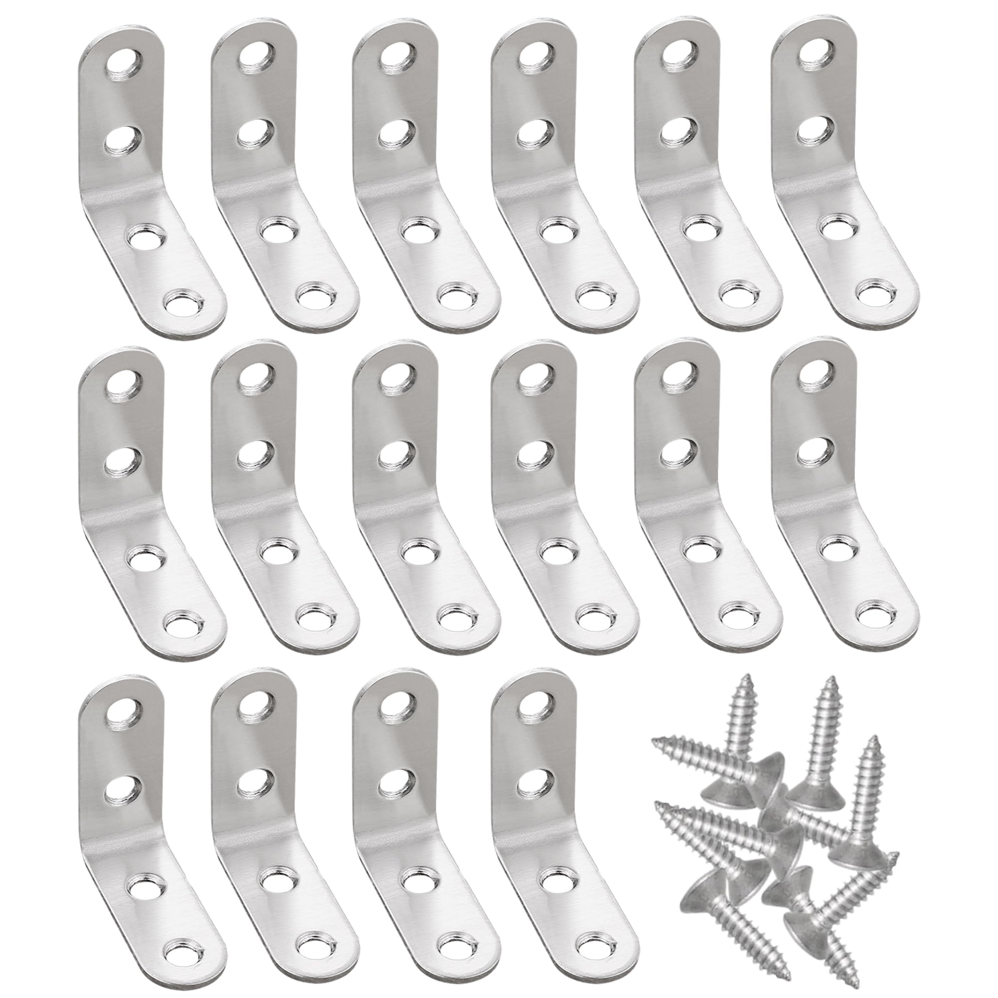 【送料無料】DEVENTORZ L字金具 直角 ステンレス製 16個 アングルブラケット 64個入 ネジ付 コーナーブ..