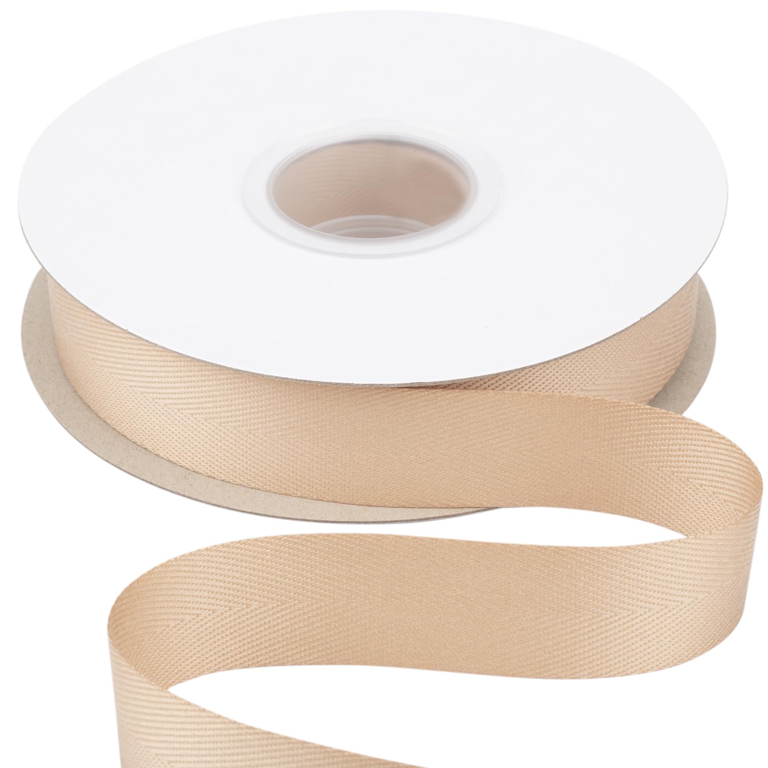 【送料無料】【Ribbonitlux】幅25mm ツイルリボン、柔らかいタン ヘリンボーンバイアステープ - DIYク..