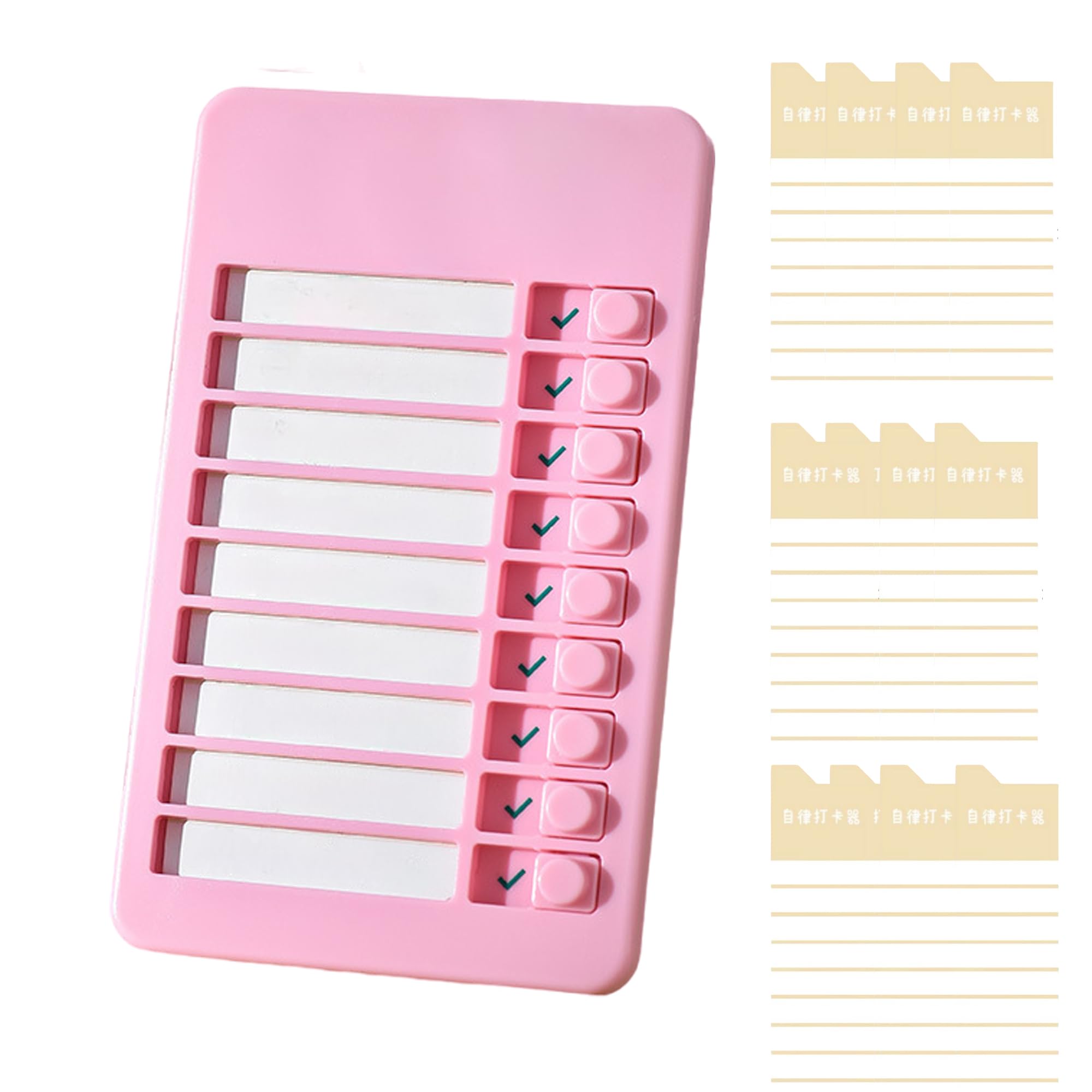 商品情報商品の説明主な仕様 【製品仕様】セルフチェッカー サイズ：11.5*6.8cm、重量約36g、26ページの交換用ページ付き（3色選択可：ホワイト/ブルー/ピンク）【高品質素材】忘れ物チェッカー 高品質のABS素材を使用し、安全で無臭、頑丈で長持ちし、変形しにくいです。【良い習慣の養成】忘れ物防止 チェッカー 子供 子どもたちが日々または週次のタスクを追跡するのに役立ちます。これは積極的な習慣と行動を奨励するための楽しいかつ効果的な方法です。これらの行動を毎日繰り返すことで、子どもの責任感や自発性を育てることができます。【取り外し可能デザイン/吊るせるデザイン】セルフチェッカー 小学生 空白のリストは取り外しができ、新しい準備タスクを記入したり新しいタスクリストを作成したりするための交換用ページに置き換えることができます。チェッカーは吊るせるデザインになっており、テーブルに置くだけでなく壁に吊るすこともできます。【幅広い用途】チェックリスト 子供は家庭、教室、オフィス、旅行、寮などさまざまな場所で広く使用され、あなたのスケジュールを整理し、生活をより効率的で便利にします。これは父親、母親、祖父母、そして子供への完璧なプレゼントであり、成長、入学、学年昇格、就職、転校などの節目を記念することができます。また、親しい友人への小さな贈り物としても適しています。