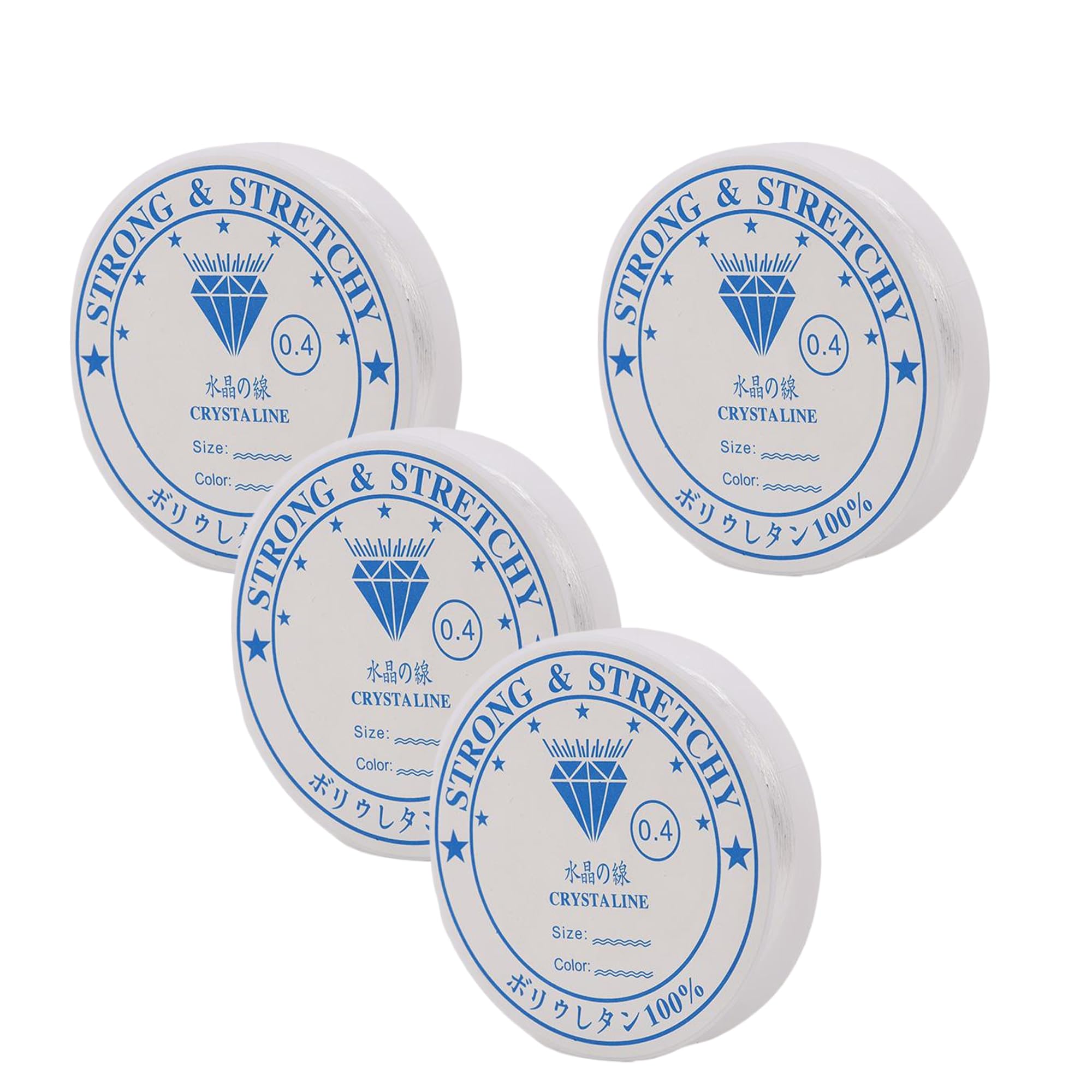 【送料無料】BLOOPIC シリコンゴム 4巻セット 水晶の線 ブレスレット対応 DIY 手芸パーツ 弾力性 切れにくい 透明なカラー（0.4mm）