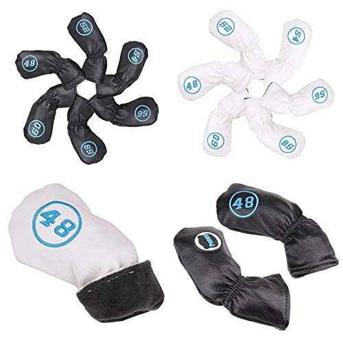 【送料無料】セレクトプラザ アイアンカバーゴルフ ウェッジカバー ヘッドカバー 6枚入り ブラック/ホワイト クマ (ホワイト) ナンバータグ付き（48°、52°、54°、56°、58°、60°） ポリウレタン ゴルフクラブカバー ゴルフ