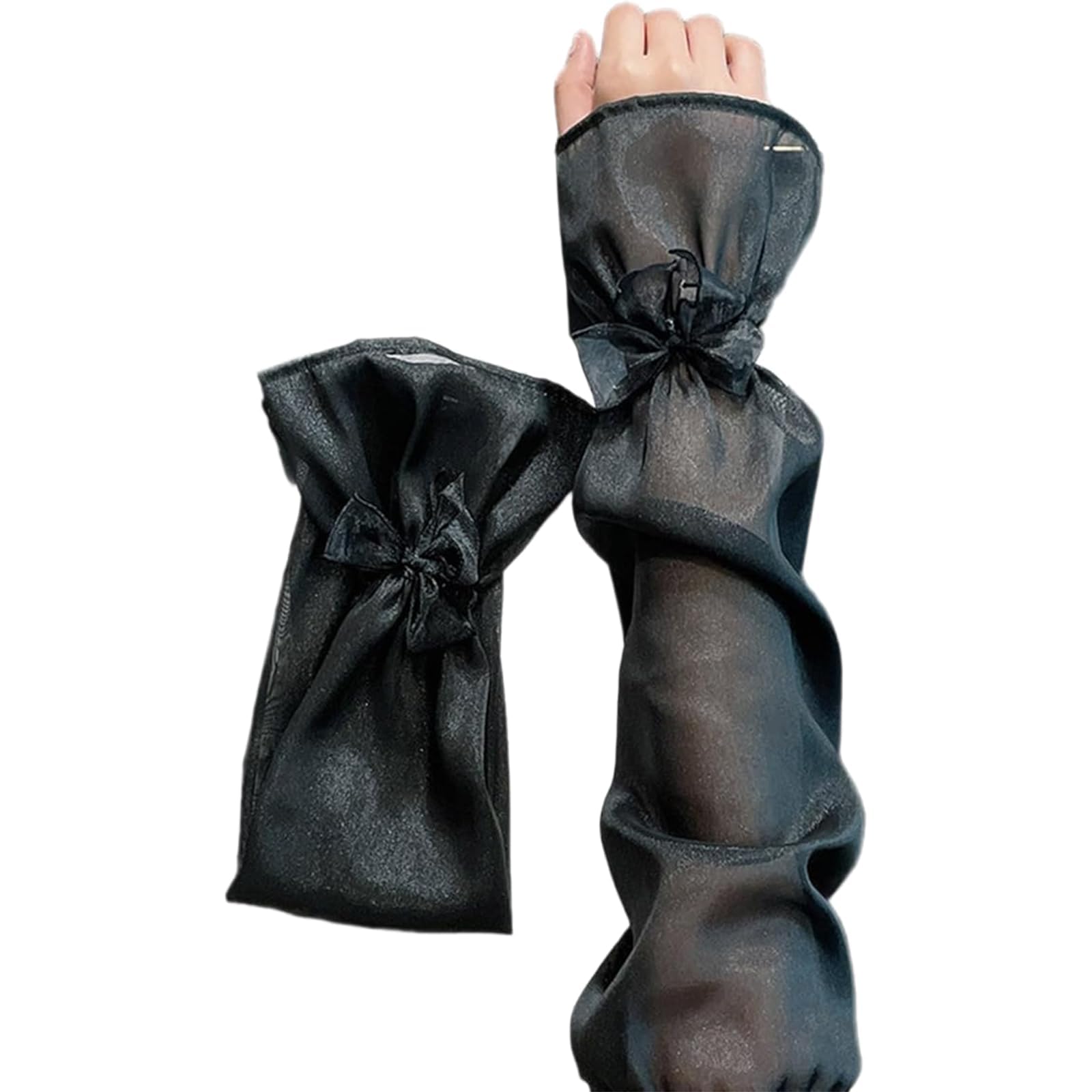 【送料無料】[BLOOPIC] アームカバー レディース UVカット 女性用アームスリーブ ドレス用アームカバー 軽量デザイン 日焼け防止 冷感 キャンプ サイクリング用 アウトドア スポーツに最適 （ブラック）