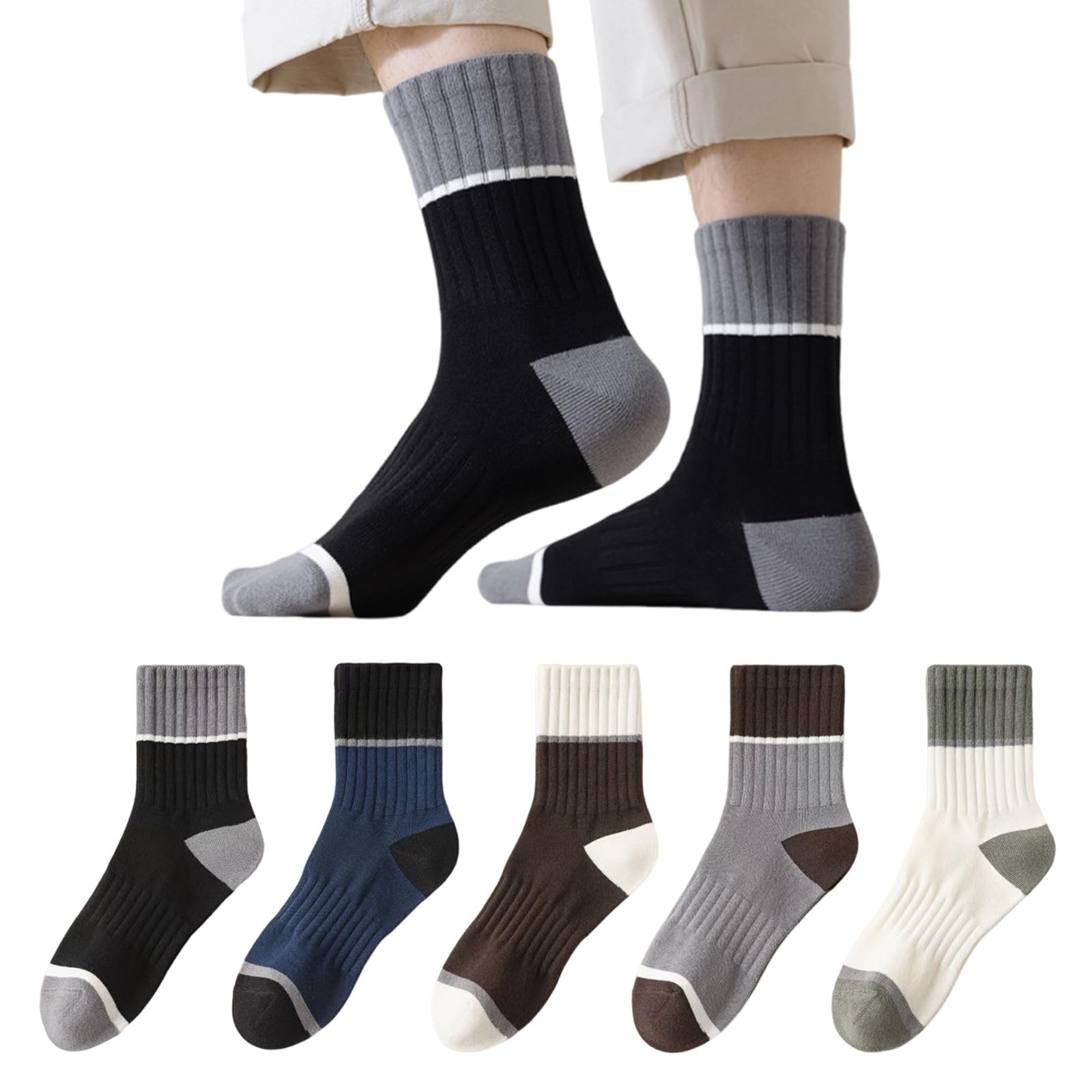 【送料無料】[Senteria] 靴下 メンズ ソックス 綿 5/6/10足セット スポーツソックス 男性用 カラフルソックス おしゃれ 抗菌防臭 吸汗速乾 通気性 耐久性 シンプル 日常着 室内 カジュアル 通勤 アウトドア スポーツ 春夏秋 四季適用