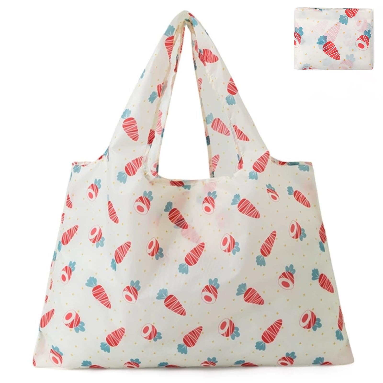 【送料無料】[Senteria] エコバッグ 大容量 可愛い 丈夫 撥水 物バッグ 軽量 レディース 大きめ 繰り返し使える 旅行バッグ トートバッグ 人気 耐久性 コンパクト おしゃれ キャロット