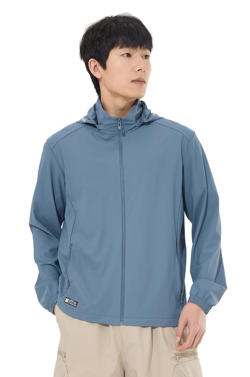 【送料無料】[Rortyno] ナイロンジャケット メンズ 夏 ストレッチ ラッシュガード パーカー 接触冷感 ウインドブレーカー フード付き サマージャケット 伸縮性 通気速乾 薄手 アウトドア アウター スポーツ 釣り uvカット 撥水パーカー 無地 ヤッケ