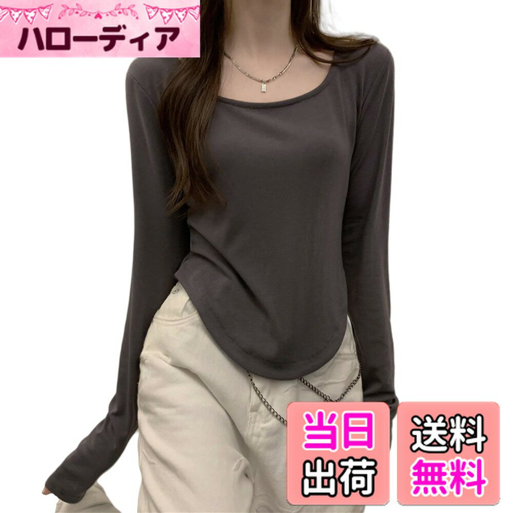 【送料無料】[Guooryvner] グオーリーブナー 長袖 Tシャツ レディース クルーネック トレーナー ロング スウェット 薄手 カジュアル 大きいサイズ カットソー プルオーバー ゆったり オーバーサイズ おしゃれ 可愛い 韓国 通勤 無地 春 秋 冬