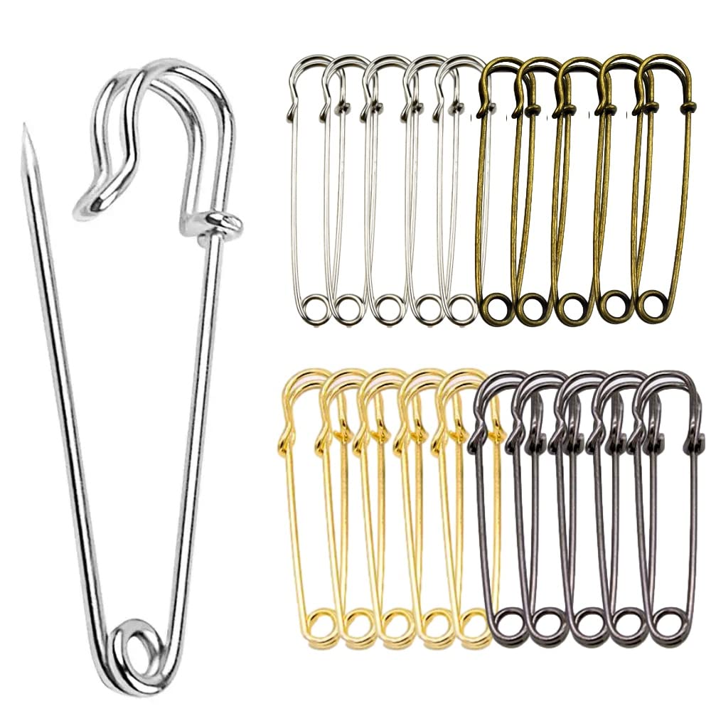 【送料無料】Copeflap 安全ピン 特大 20個 10cm ブローチピン カブトピン 大きい安全ピン ブローチ (4色)