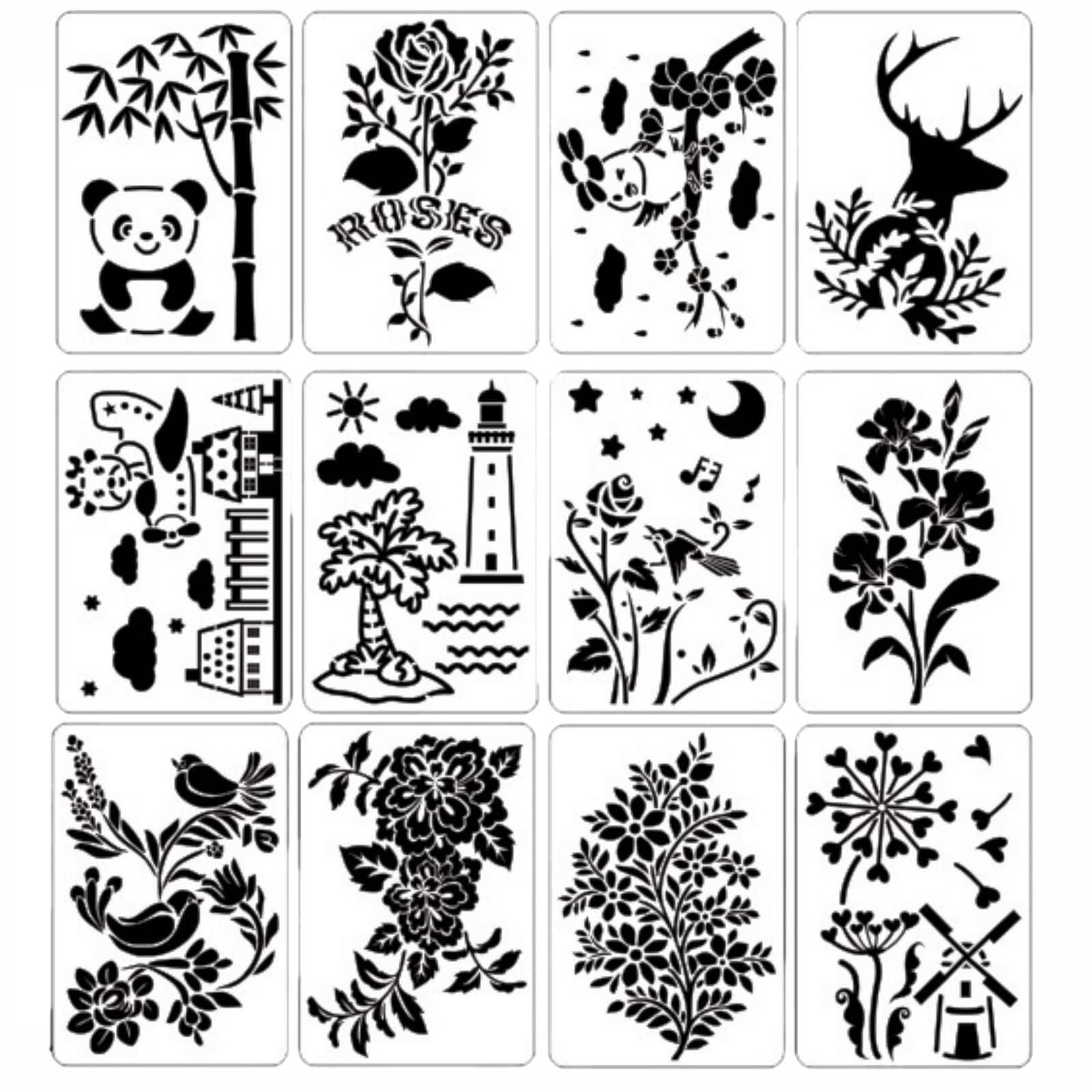 【送料無料】Copeflap ステンシルシート 花 ステンシル 動物 イラスト 手帳サイズ 描画 テンプレート ..