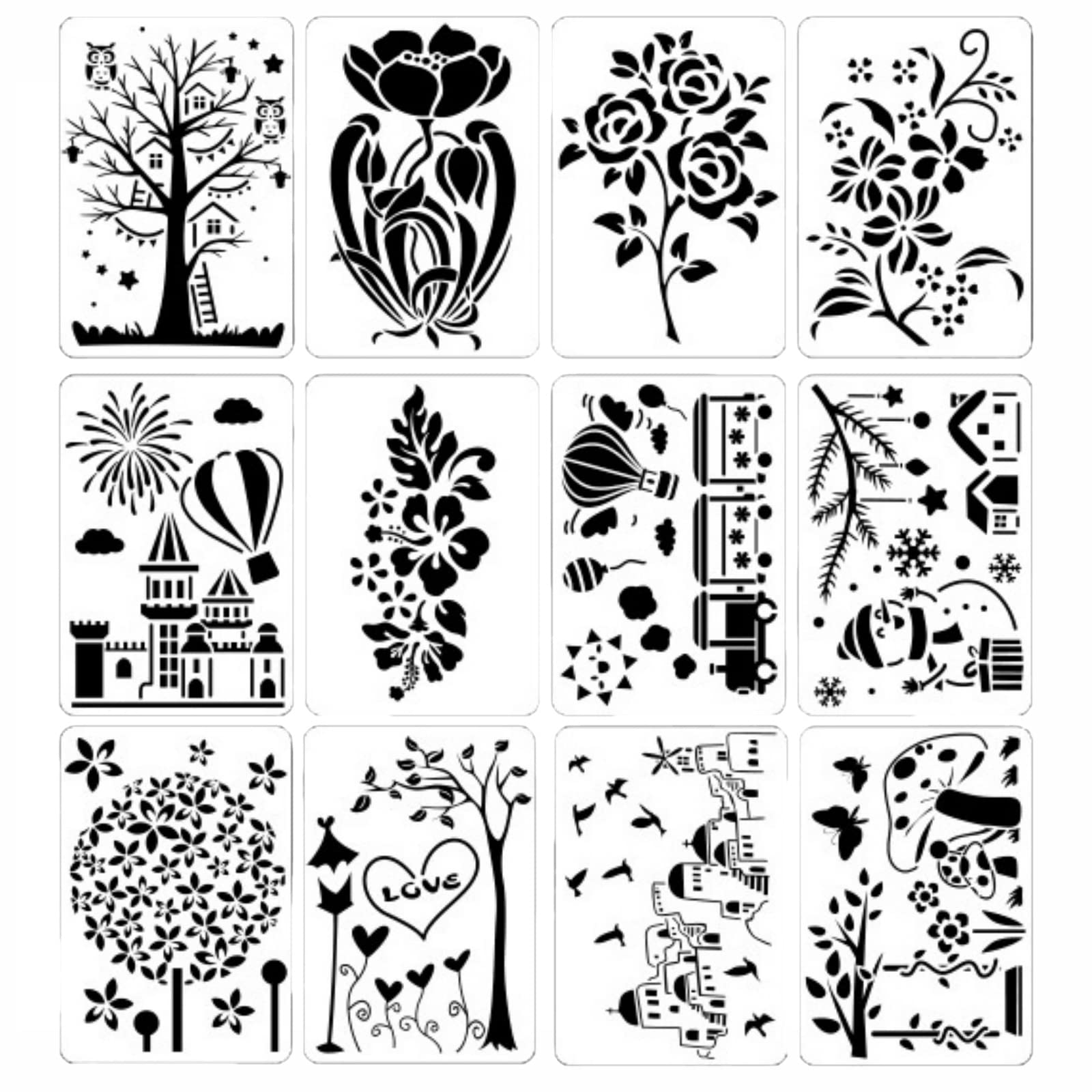 【送料無料】Copeflap ステンシルシート 花 ステンシル 動物 イラスト 手帳サイズ 描画 テンプレート ..