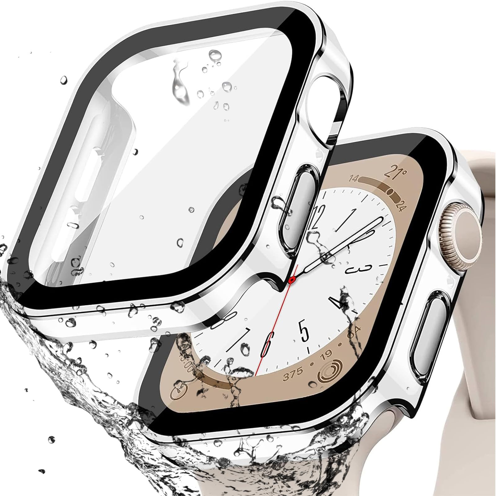 【送料無料】BOOLINN 可兼容 アップルウォッチ カバー Series 10/9/8/SE/7/6/5/4 44mm Apple Watch カバー 防水 一体型 新デザイン 3D直角エッジ 超薄型 PC+ガラス素材 高透過率 対応 apple watch se カバー 耐衝撃 簡単に取り付け・取 全面保護 apple watch ケース(44m(2.0)