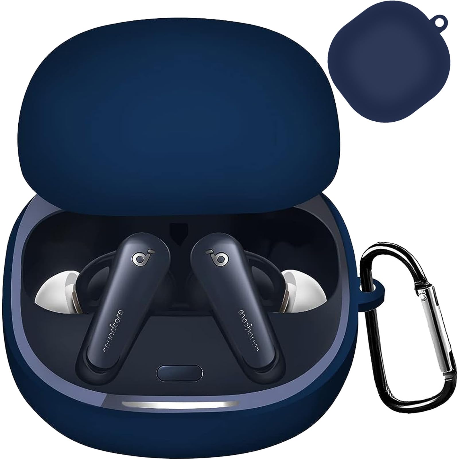 【送料無料】CIOODDW Anker Soundcore Liberty 4 ケース対応 soundcore liberty 4 液状シリコン アンカーリバティー4ケース 全面保護 充電 LEDライトが見える 耐衝撃 軽量 キズ防止 おしゃれ ワイヤレス充電対応 キーホルダー付き サウンドコアリバティ4 ケース(ブルー)