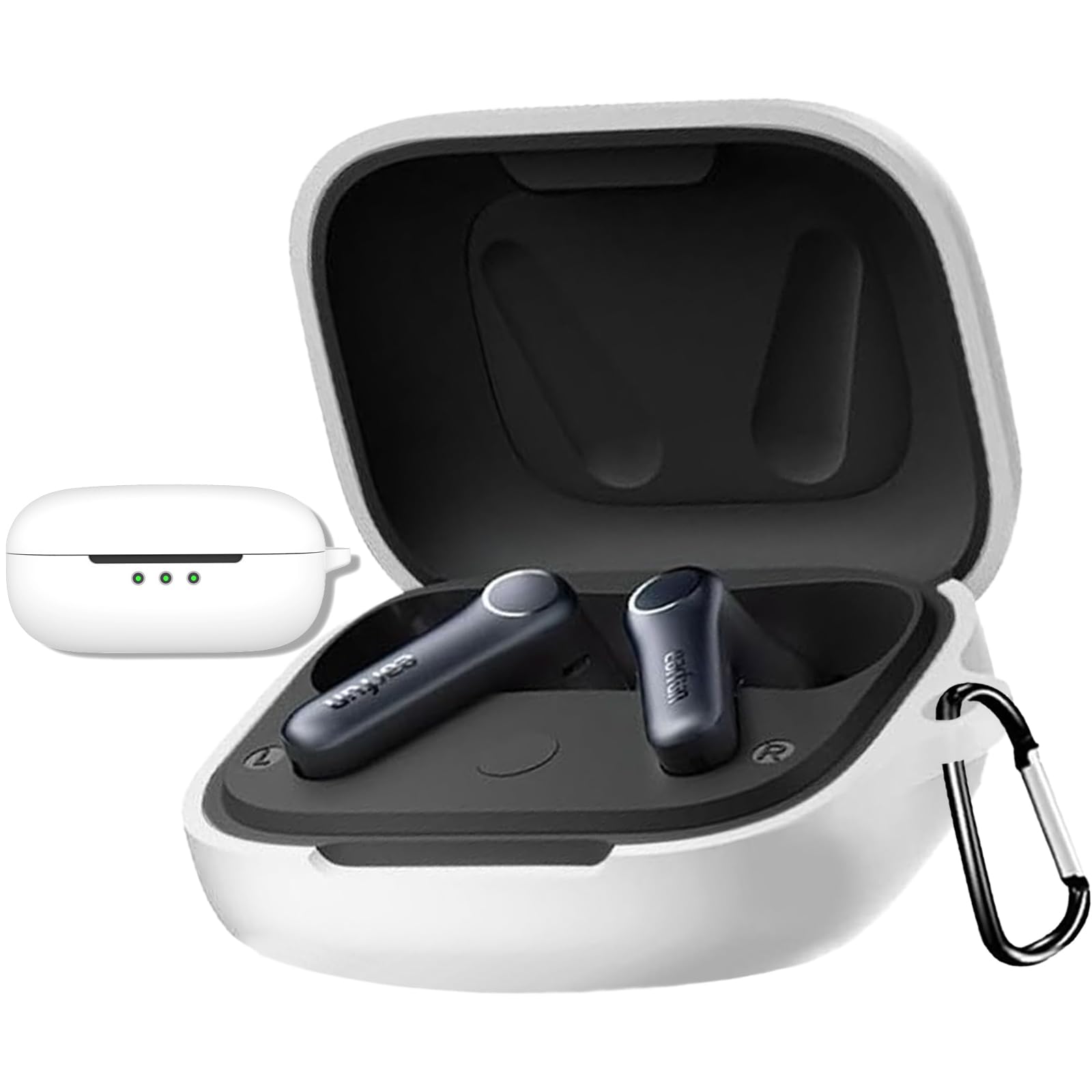 【送料無料】【CIOODDW 】earfun air pro 4 ケース 対応 earfun air pro 4 液状シリコン イヤーファンエアプロ4 ケース 全面保護 装着充電可能 落下防止 キズ防止 耐衝撃 防塵 防水 軽量 収納 カラビナ付き (ホワイト)