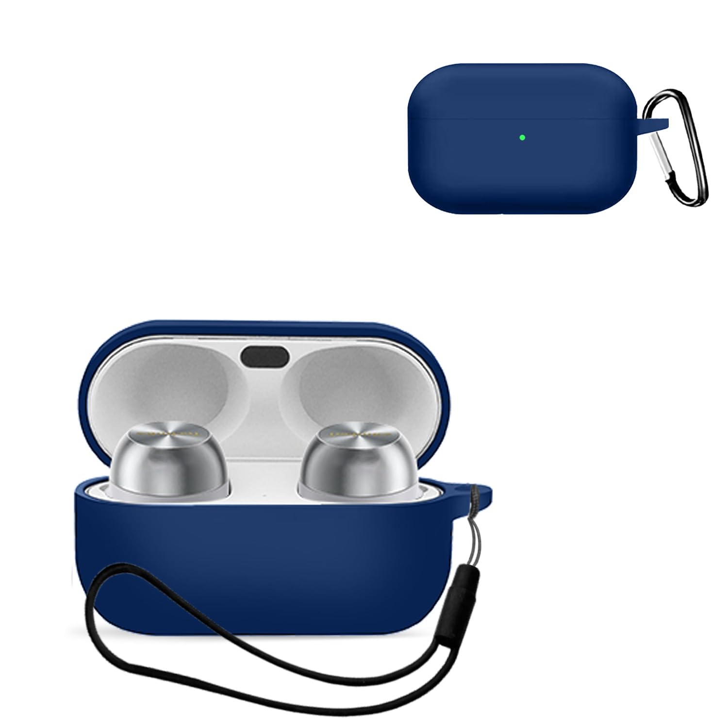 【送料無料】For Technics EAH-AZ100 用 ケース カバー 【KONXISA】ワイヤレスイヤホン ケース シリコン素材 着用しやすい 耐衝撃 防水防塵 ウォッシャブル（カラビナ付き+ストラップ付き ） 装着充電可能 持ち運びがしやすい（ブルー）