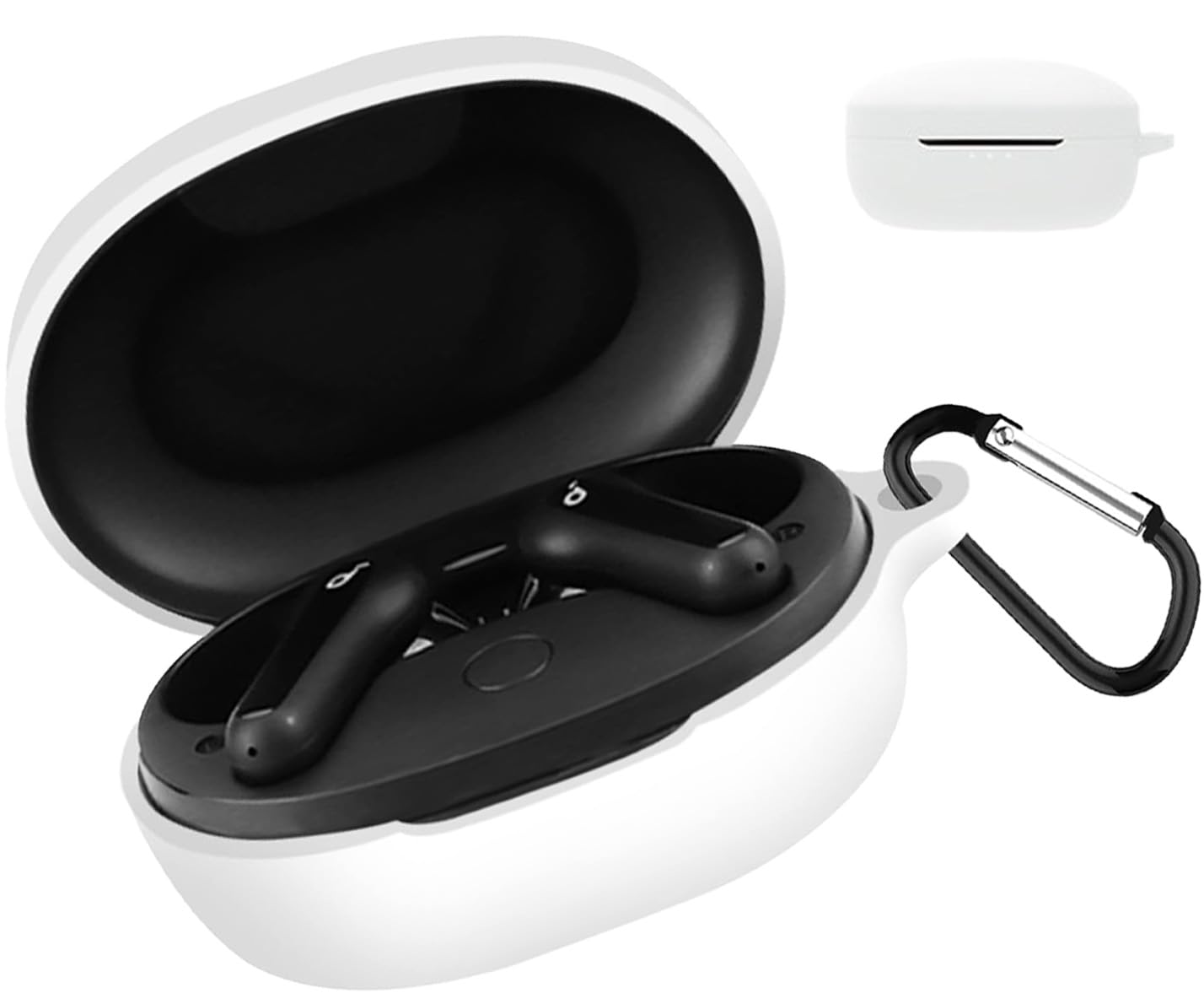 【送料無料】【CIOODDW 】anker soundcore life p2 mini カバー 対応 anker soundcore life p2 mini 液状シリコン アンカー サウンドコア ライフp2 ケース 全面保護 装着充電可能 落下防止 キズ防止 耐衝撃 防塵 防水 軽量 収納 カラビナ付き(ホワイト)