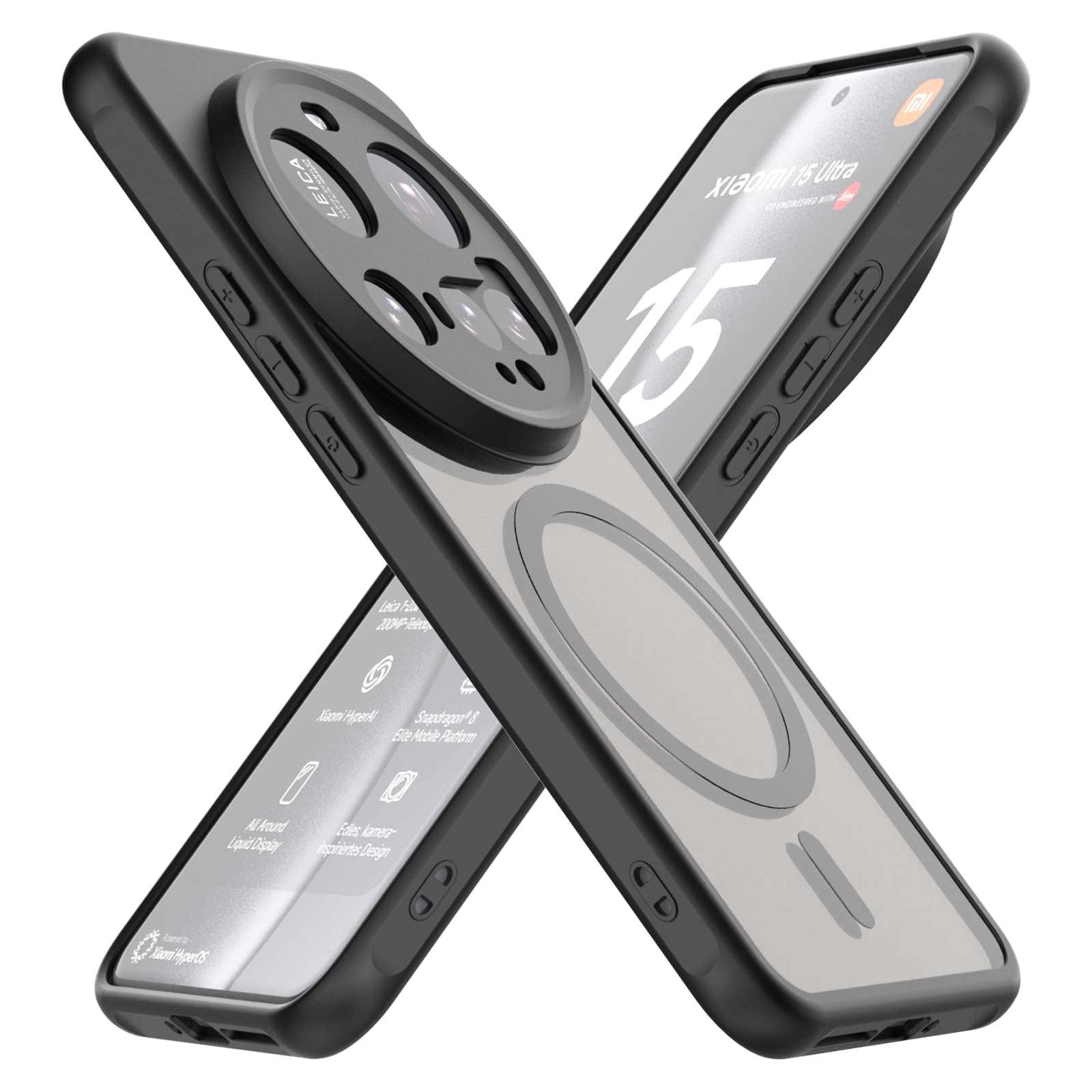 【送料無料】For Xiaomi 15 Ultra ケース 保護ケース MagSafe対応 Greerass 薄型 超軽量 耐衝撃 擦り傷防止 指紋汚れ防止 手触り良い 精密穴位置 着脱簡単 (ブラック)