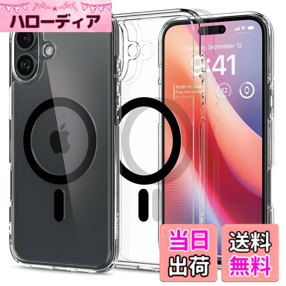 【送料無料】Spigen iPhone 16 Plus ケース クリア MagSafe対応 耐衝撃 ストラップ...