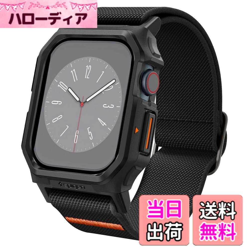 【送料無料】Spigen Apple Watch 10 42mm ケース AppleWatch10 対応 ケース バンド 一体型 コンパチブル ソロループ スポーツ 調整可能 ファブリック ライト・フィット・プロ ACS08594 (マットブラック)