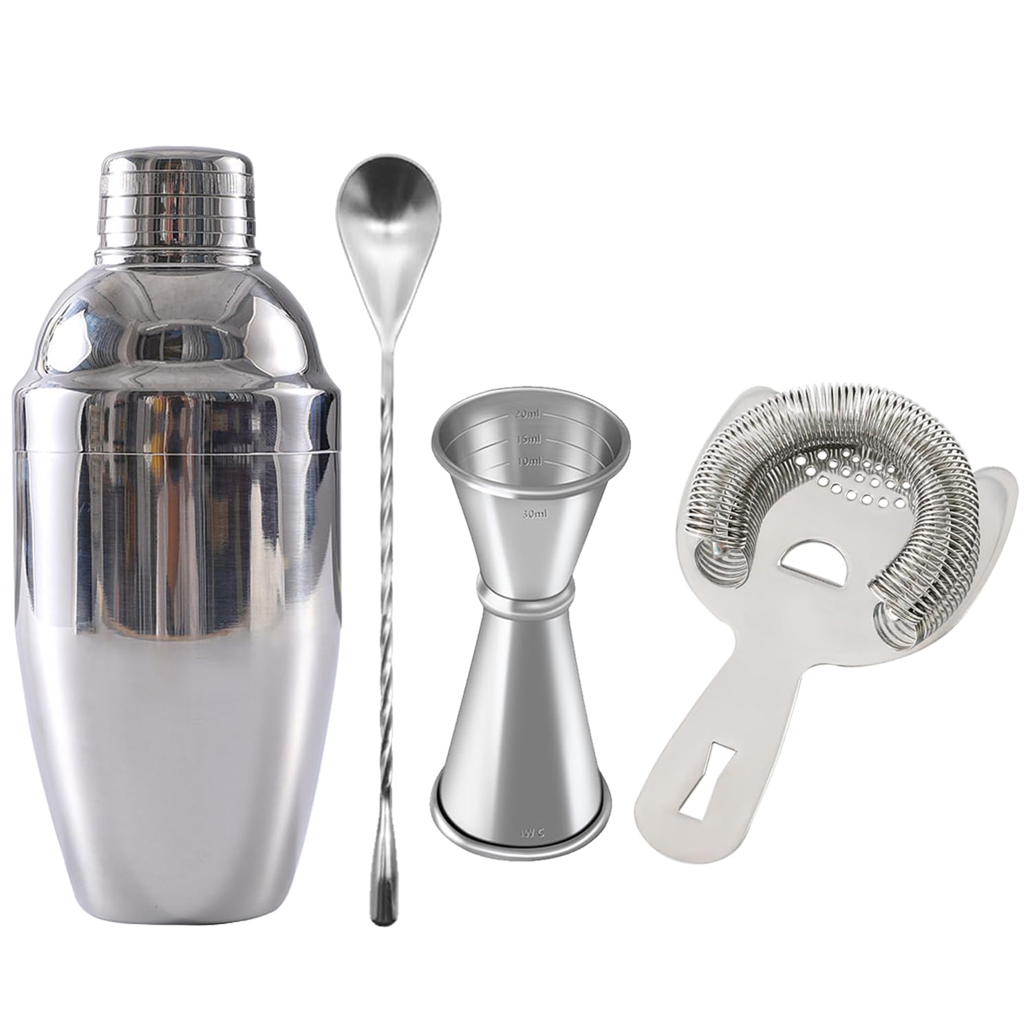 【送料無料】カクテルシェイカー 500ml 0.8mm肉厚カップ本体 メジャーカップ 30ml 45ml 目盛り付き 計..