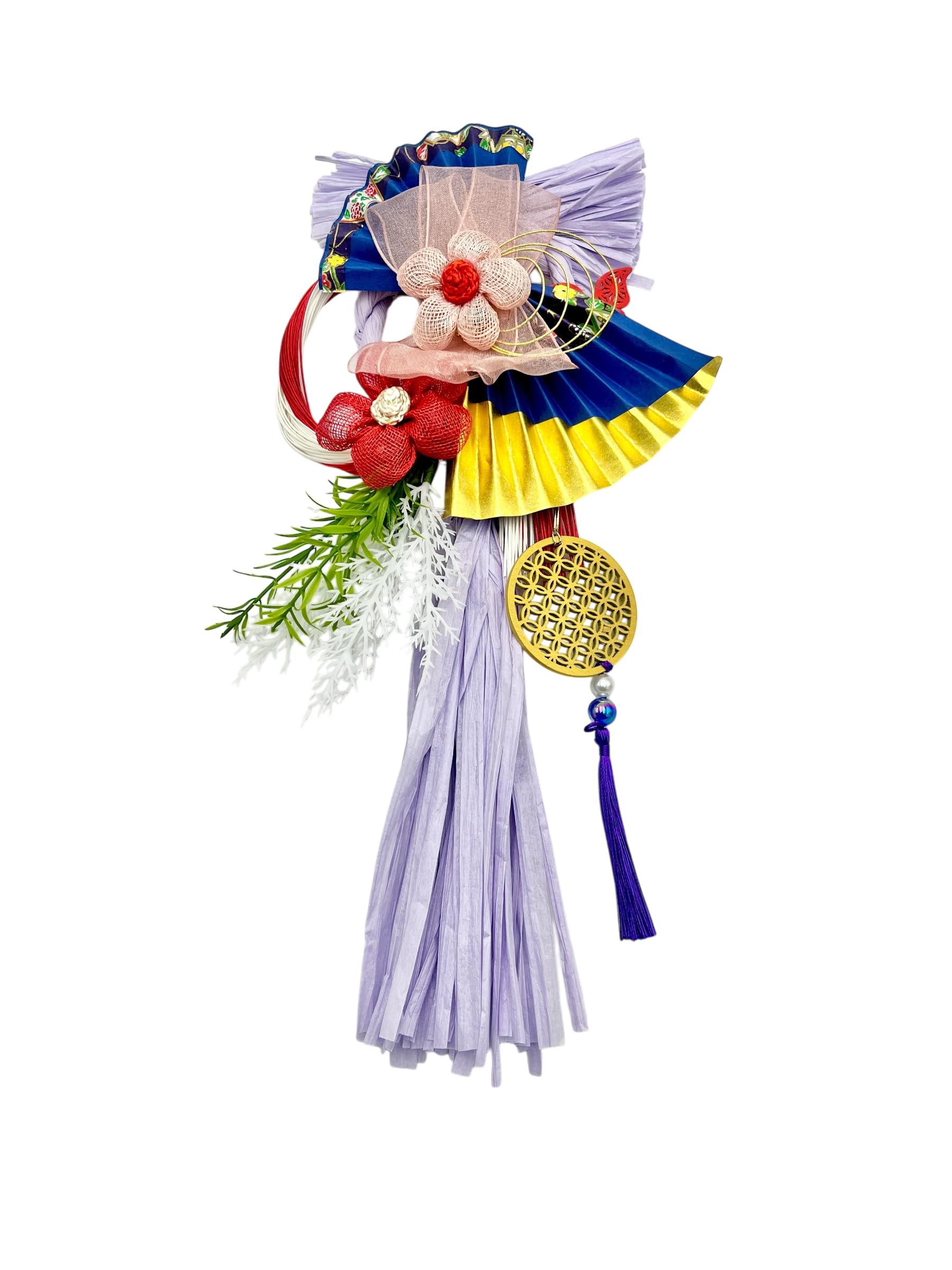 【送料無料】［ 2025年 mamawreath しめ縄 麻花飾り ］ 正月飾り 玄関 玄関用 しめ縄 お正月リース 迎春 麻花 松 サイズ 麻 緑 赤 縦 40cm 横 20cm 厚み 6cm 麻花飾り (Wa・Modern KOMOREBI こもれび (LD3567))