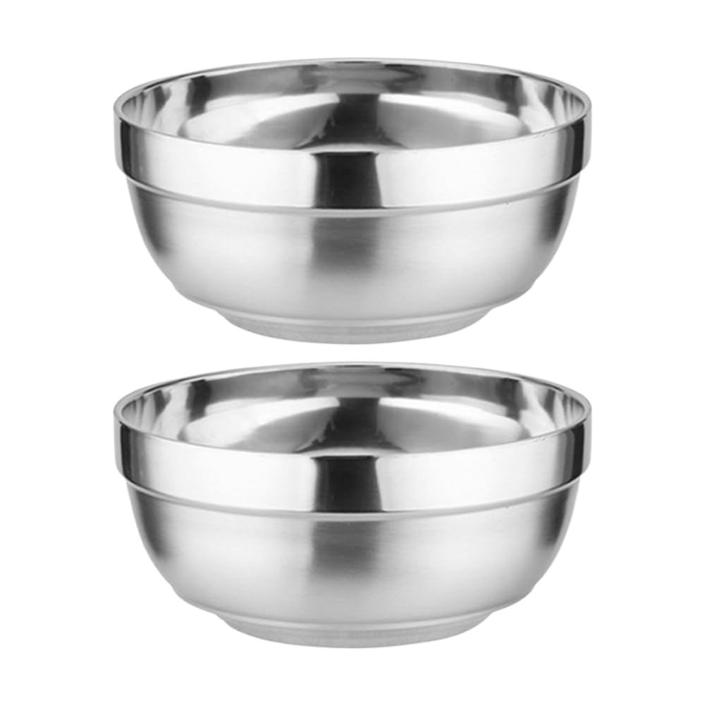 【送料無料】Asdays 茶碗 お茶碗 食器 餐具 冷めないお椀 ステンレス ボウル 飯碗 二重構造 家族 宴 レストラン パーティー キャンプ (直径18cm, 2個セット)