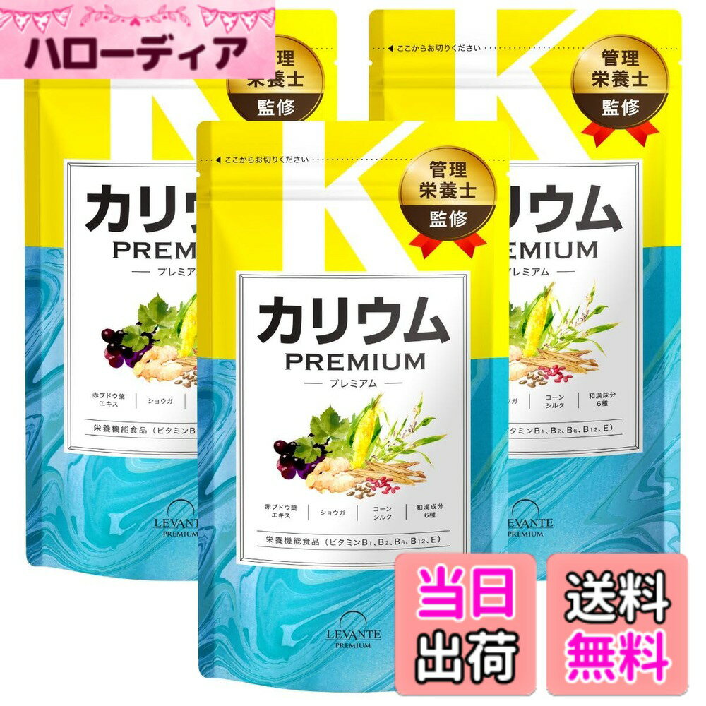 【送料無料】レバンテ カリウム サプリ 塩化カリウム 1200mg 栄養機能食品 コーンシルク レスベラトロール 生姜 日本製 90日分 3袋セット