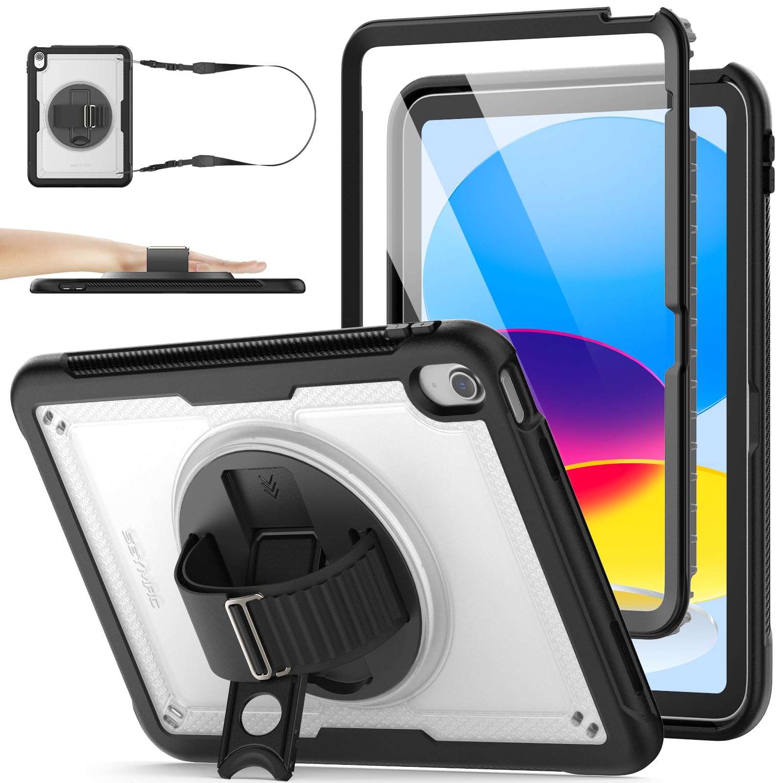 【送料無料】SEYMAC stock iPad A16 第11世代11インチ/第10世代10.9インチ専用ケース 耐衝撃 Gフック式..