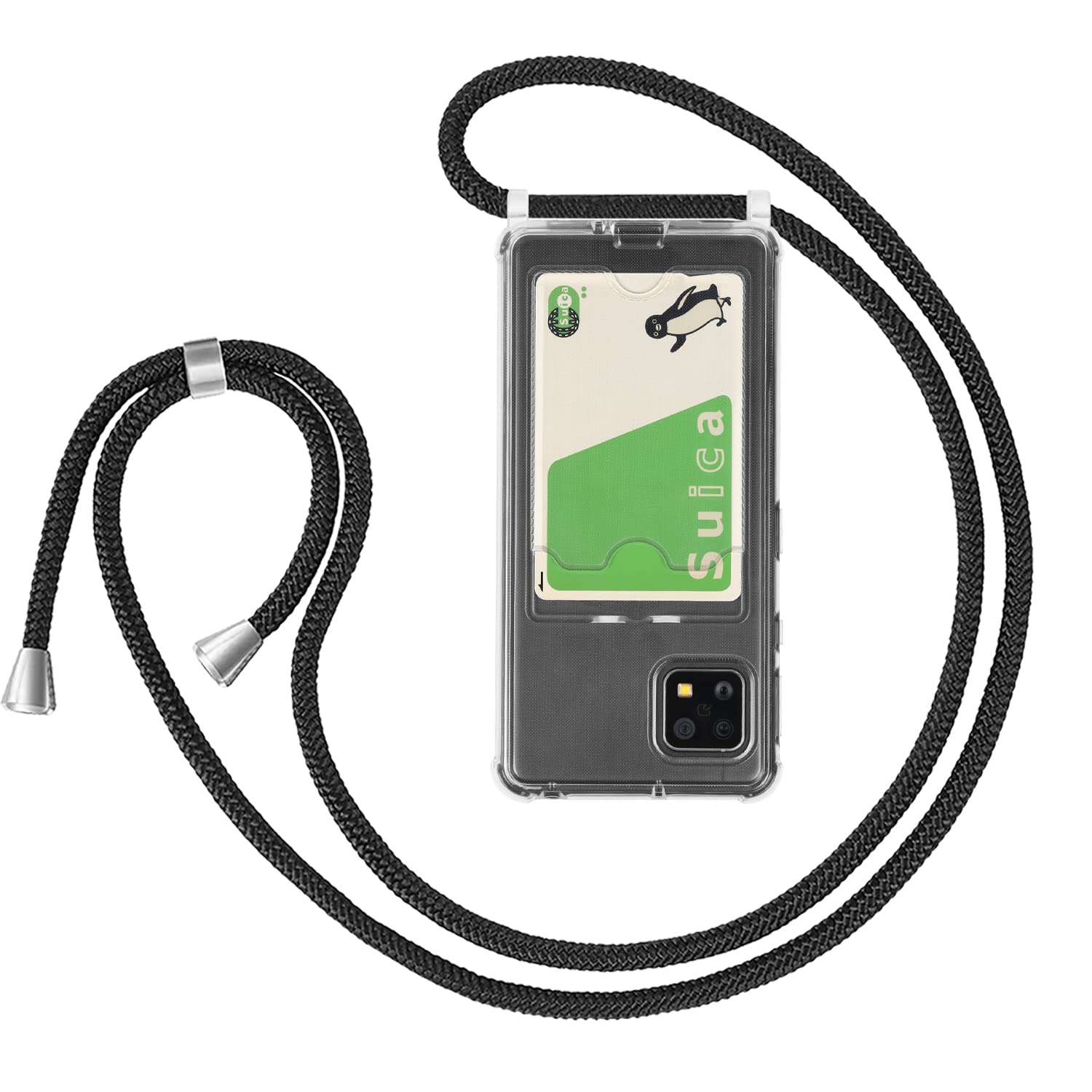 【送料無料】Pelanty for SHARP AQUOS Sense4/4 basic クリアケース SH-41A SH-53A SHG03 SH-M15 A003SH 縄掛けケース for AQUOS sense5G 柔軟シリコン 透明TPUバンパー Sense4 lite 背面カバー ICカード収納 ネック ショルダー ストラップ付き アクオス センス4 カバー