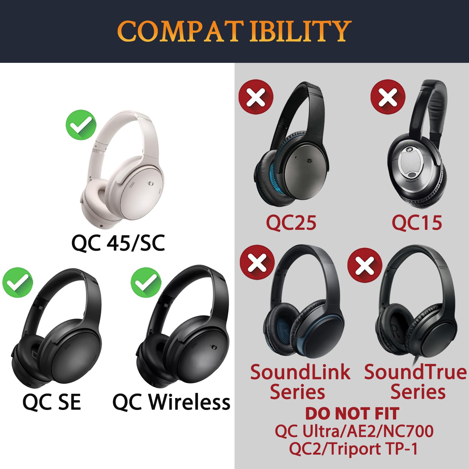 【送料無料】SOULWIT イヤーパッド イヤークッション Bose QuietComfort 45 (QC45)/QuietComfort SE (QC SE)/New Quiet Comfort Wireless 用 交換パッド ワイヤレスヘッドホン 耳当て 耳パッド ソフトレザー ノイズアイソレーション 高密度フォーム (ホワイトスモーク)
