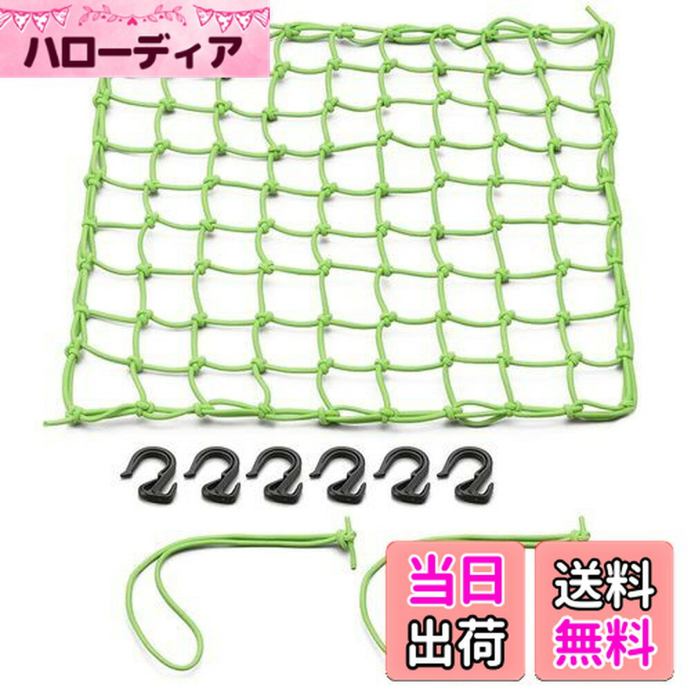 【送料無料】デイトナ(Daytona) バイク ツーリング ネット Lサイズ(400×400mm) フック6個付属 収納ポーチ付きネット&フック ライムグリーン 72186