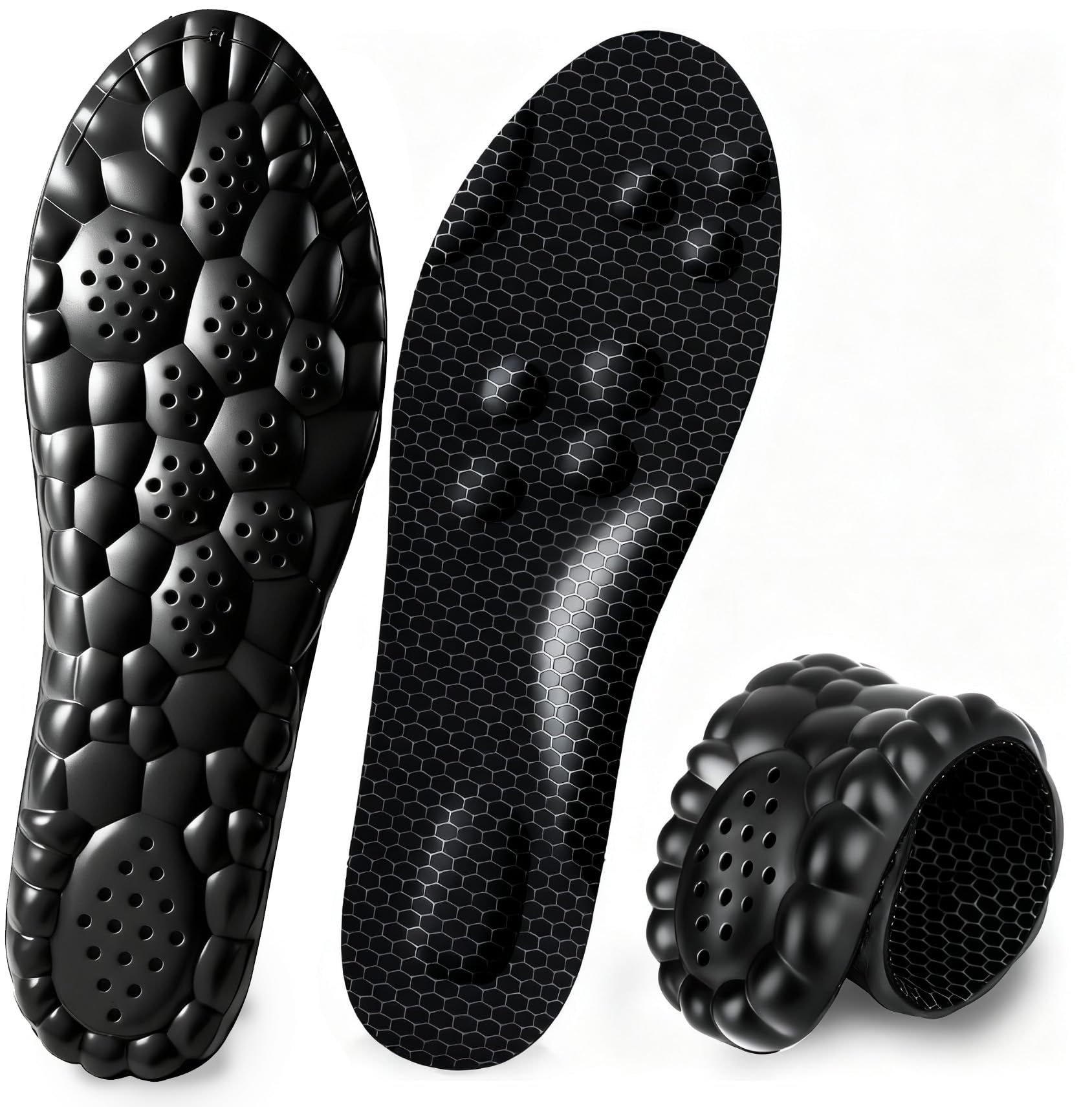 【送料無料】インソール スポーツ用 中敷き 土踏まずインソール アーチサポート 衝撃吸収 靴の中敷き メンズ 超軽量 立ち仕事 3Dデザイン ソフト 消臭 汗を吸収 通気 足つぼマッサージ ソフトクッション スポーツ ランニング 登山に適用 (グラフェン, 22.5～23cm)